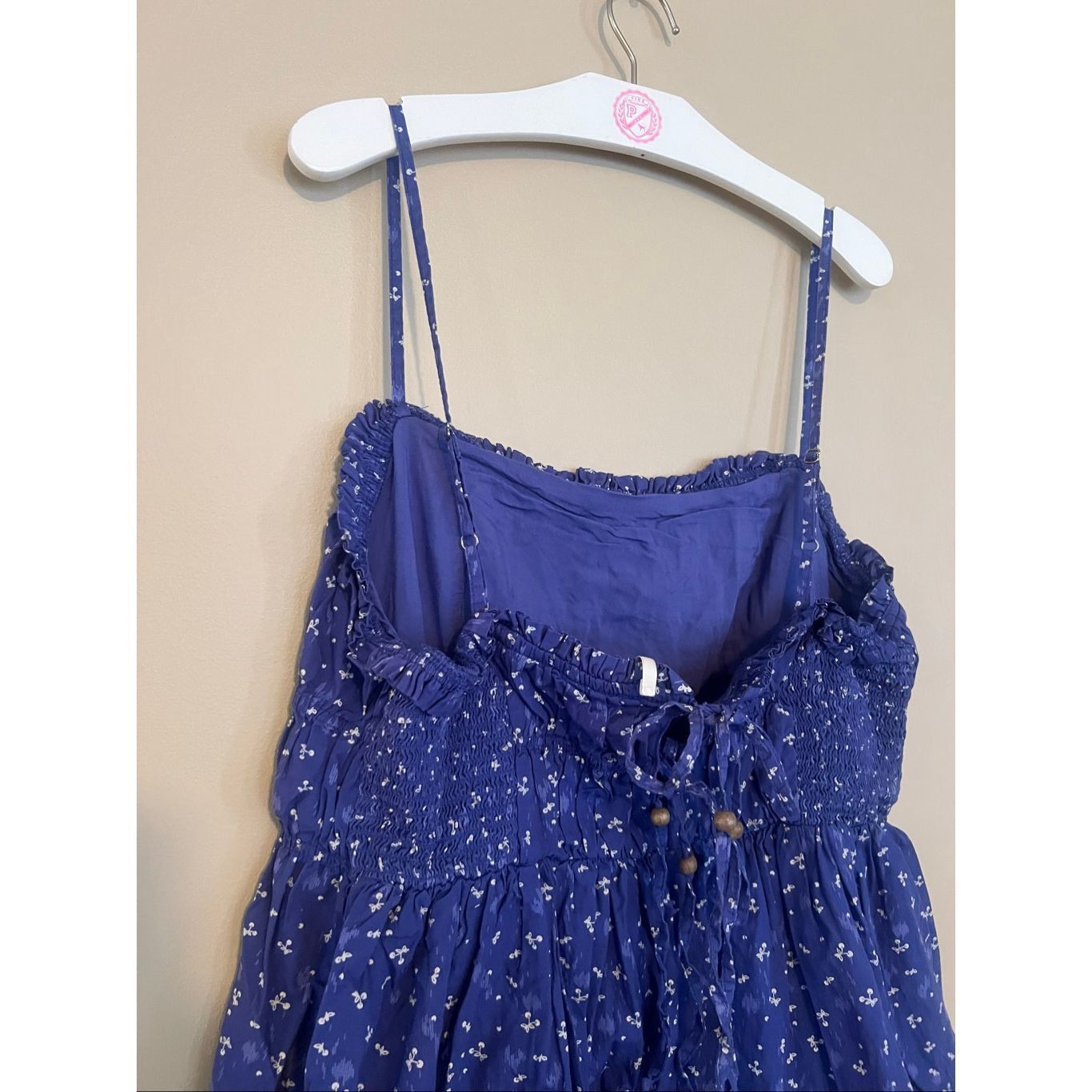 Free People Free People Blue With White Floral Print Dress With Pockets Size L / US 10 / IT 46 - 6 Thumbnail