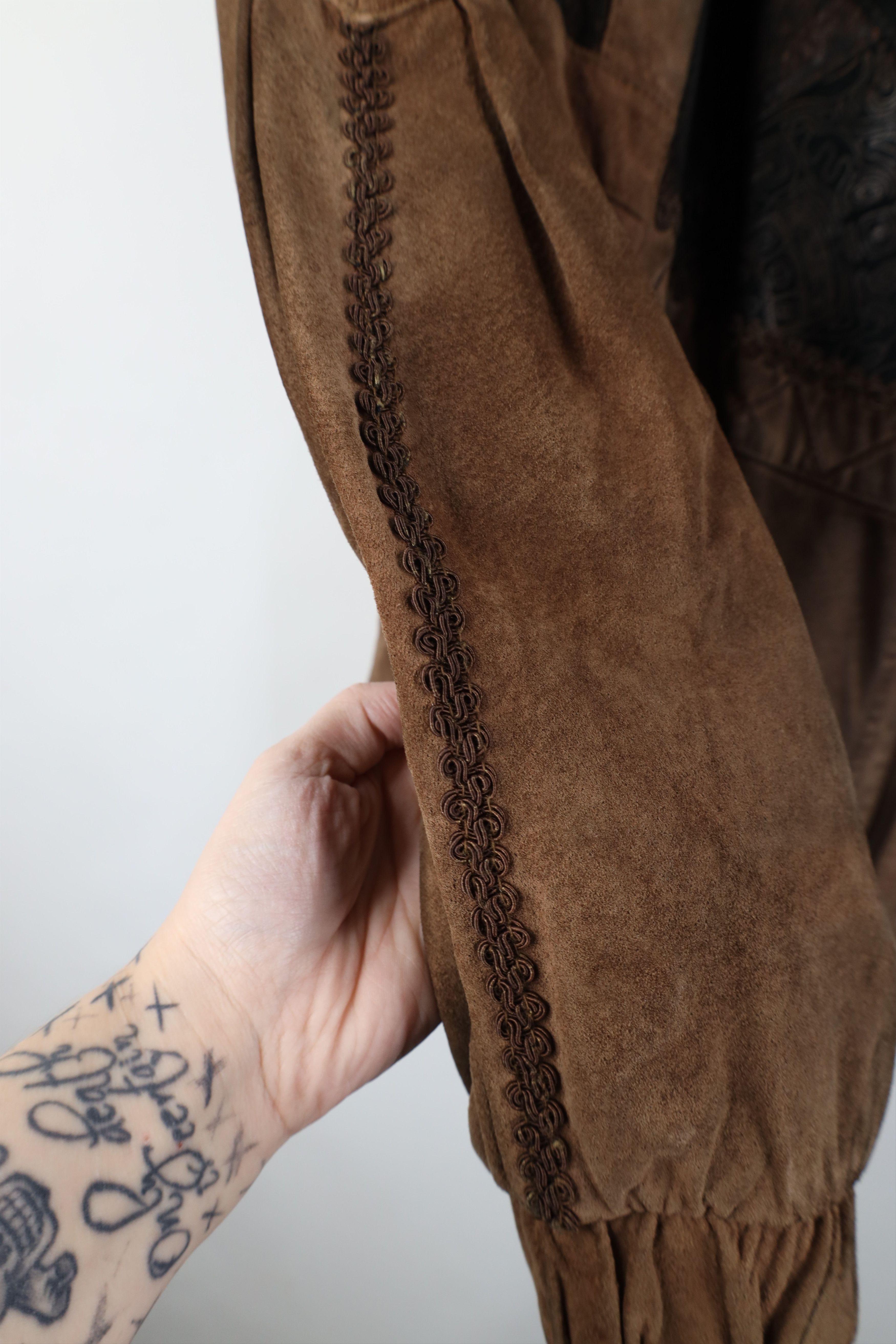 Vintage Vintage 90s Streetwear Patchwork Suede Leather Jacket Size L / US 10 / IT 46 - 7 Thumbnail