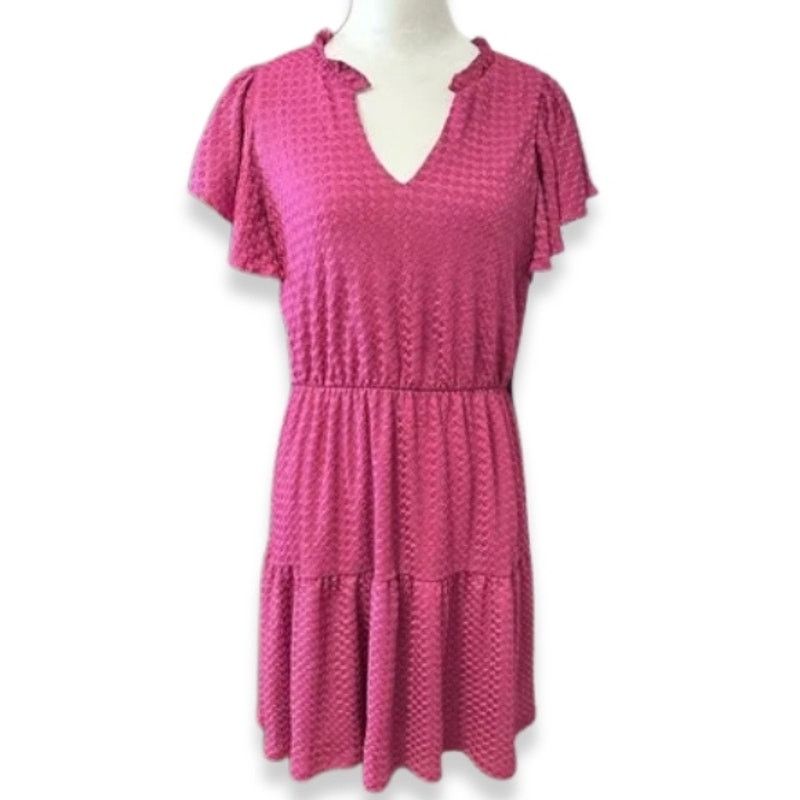 Other London Times Tiered Dress Split Neck Cap Sleeve Pink M NWT Size M / US 6-8 / IT 42-44 - 1 Thumbnail