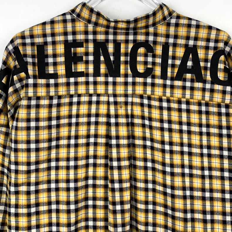 Balenciaga Balenciaga size 34 Yellow logo-lettered plaid cotton long- Size XS / US 0-2 / IT 36-38 - 5 Thumbnail