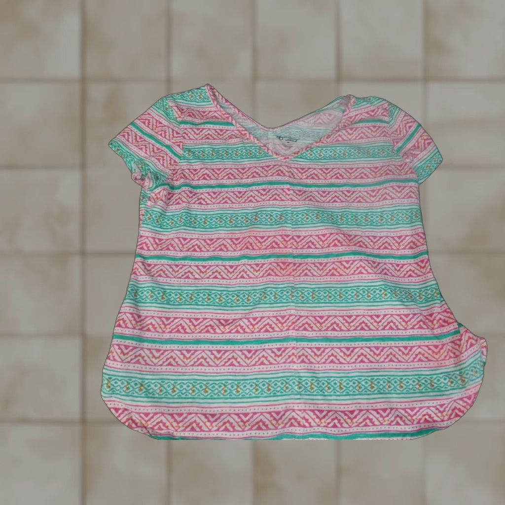 Pinko New Directions Shirt Women Medium Pink Striped V-Neck Short Sleeve Pullover Casual T-Shirt Vintage No Size M / US 6-8 / IT 42-44 - 1 Thumbnail