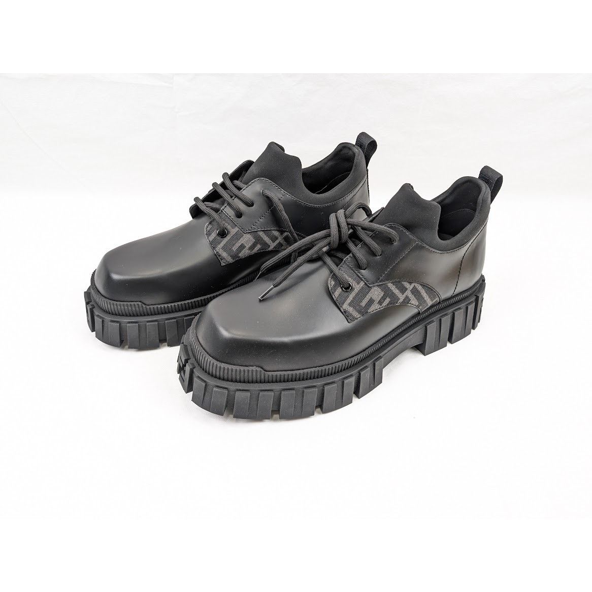 Fendi o1rshd1 Men's Lace Up Fabric Calf Leather Boots Shoe in Nero Size US 11 / EU 44 - 19 Thumbnail