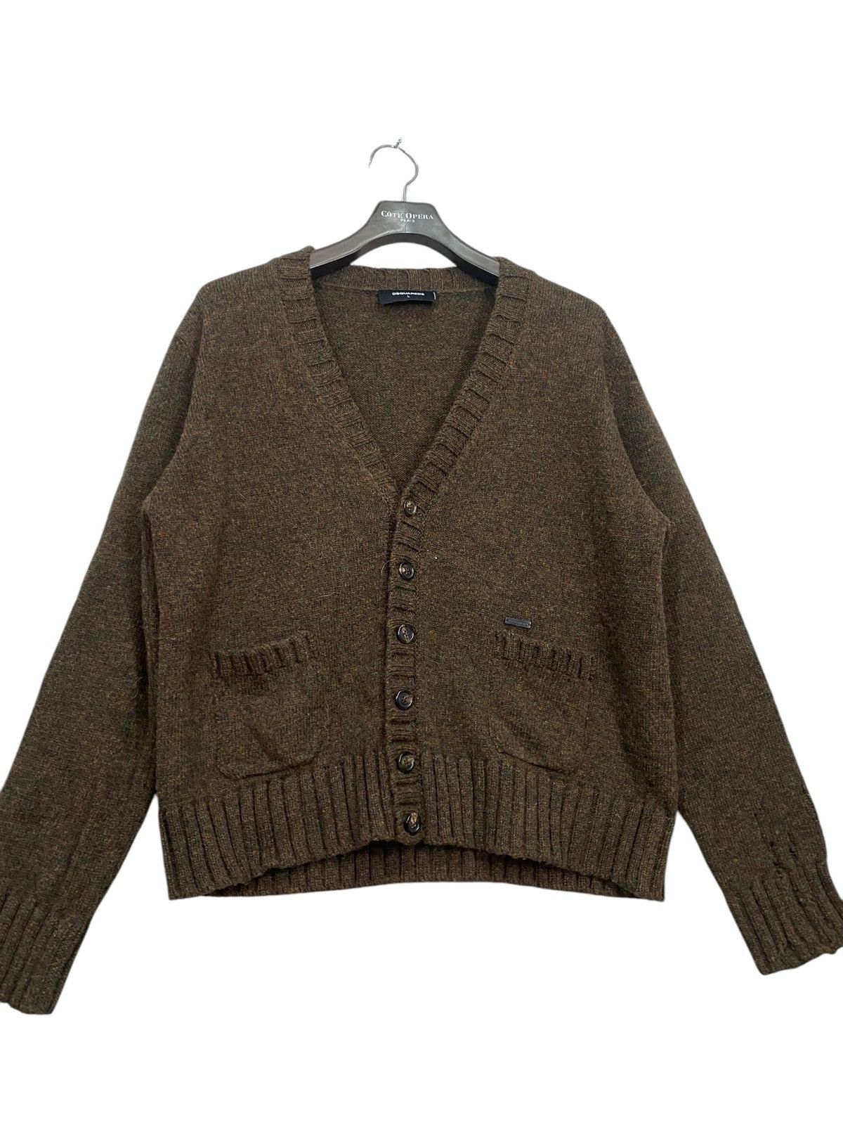 Designer × Dsquared2 × Vintage Dsquared2 wool cardigan double pocket distressed size L Size US L / EU 52-54 / 3 - 5 Thumbnail