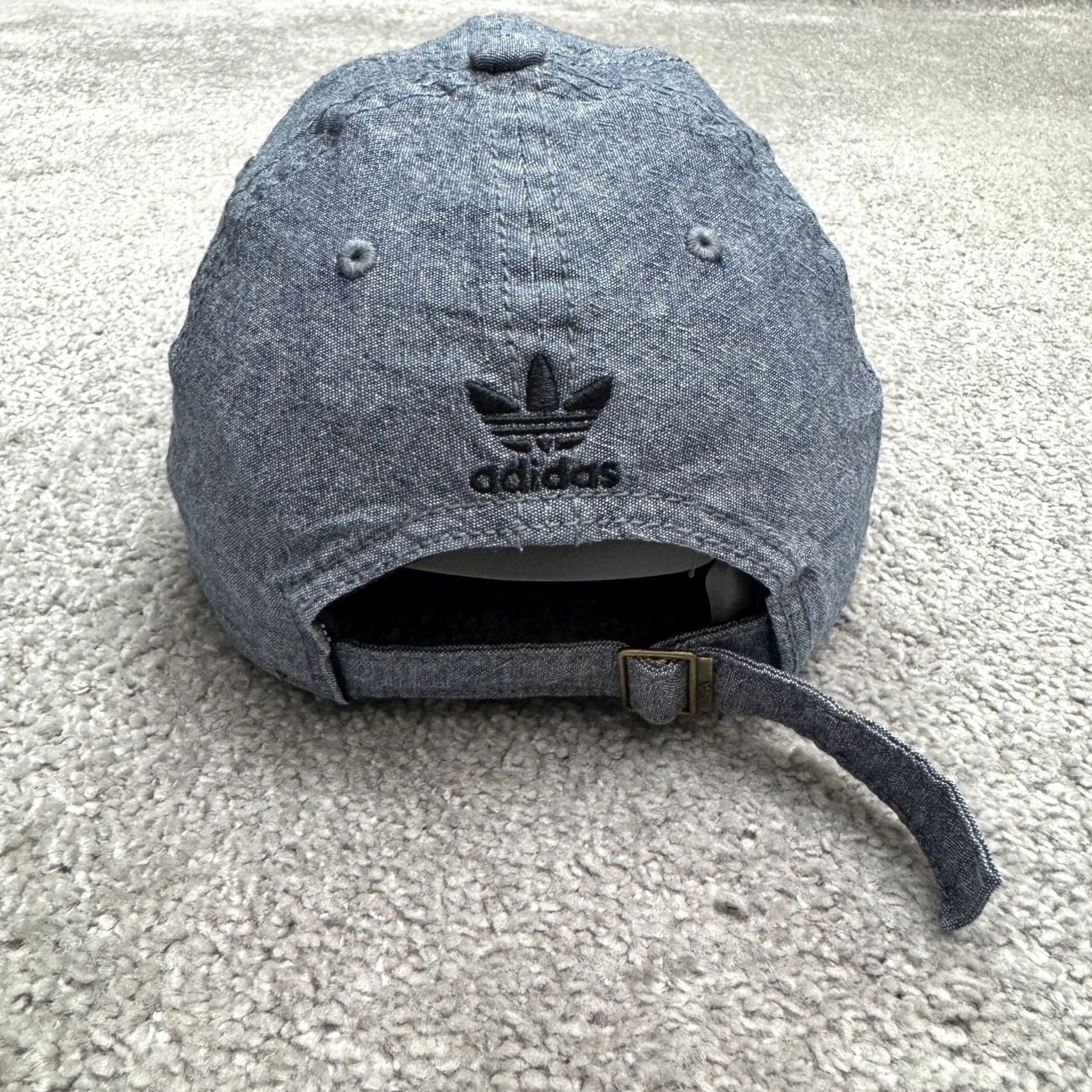Adidas Adidas Originals Trefoil Chambray Adjustable Hat Cap Mens OSFA Blue Black Cotton Size ONE SIZE - 5 Thumbnail