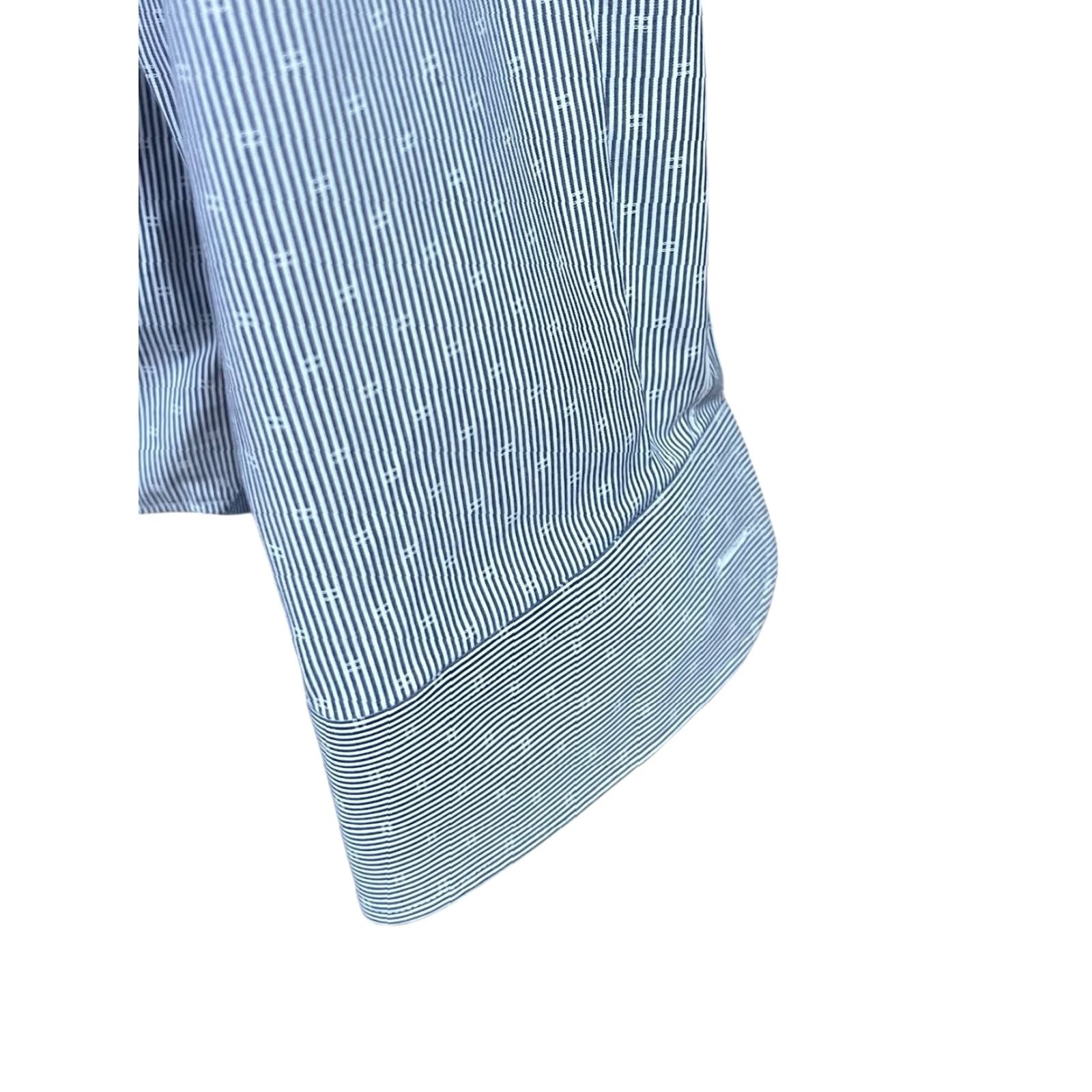 Hugo Boss HUGO BOSS Slim Fit Easy Iron Gray Stripe Dress Shirt Mens XL 17.5 Supima Cotton Slim Size 46R - 4 Thumbnail