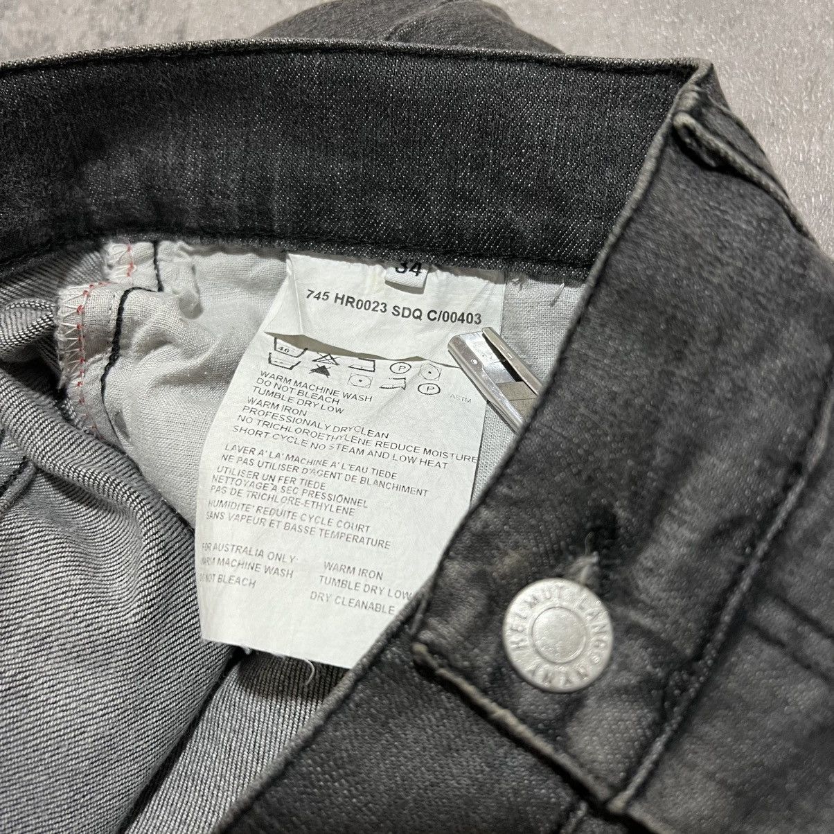 Helmut Lang 00s Helmut Lang Faded Black Low Waist Denim Jeans Size US 34 / EU 50 - 8 Thumbnail