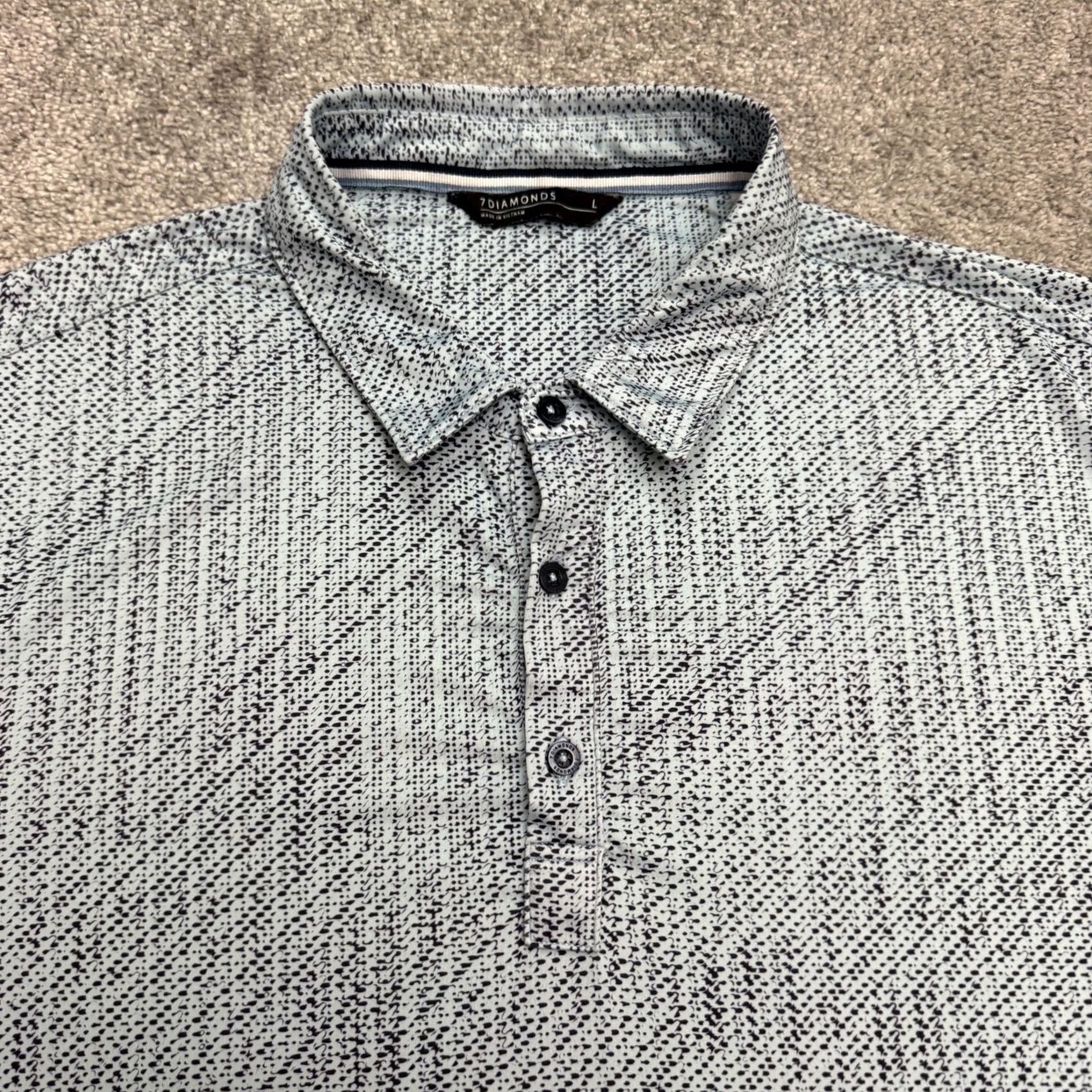 Vintage 7 Diamonds Polo Shirt Geometric Blue 7 Diamonds Mens Regular Large Polo Shirt Short Sleeve Lightweight Stretch Activewear Casual Golf Top Size US L / EU 52-54 / 3 - 3 Thumbnail