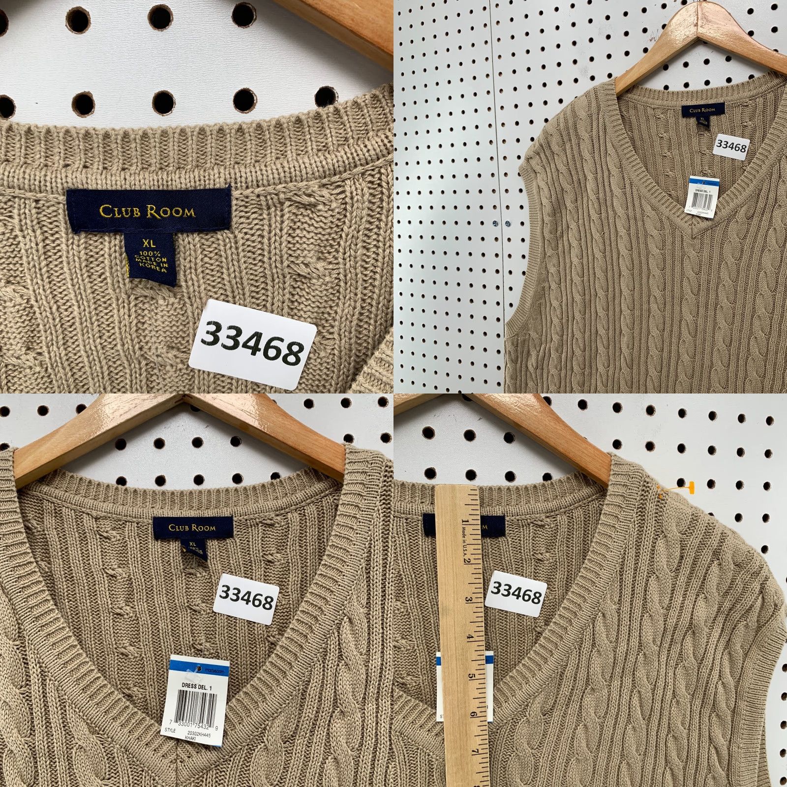 Club Room VINTAGE Club Room Cable Knit Vest Sweater Mens XL Khaki Brown NWT Casual 90s Mens XL Beige Size US XL / EU 56 / 4 - 8 Thumbnail