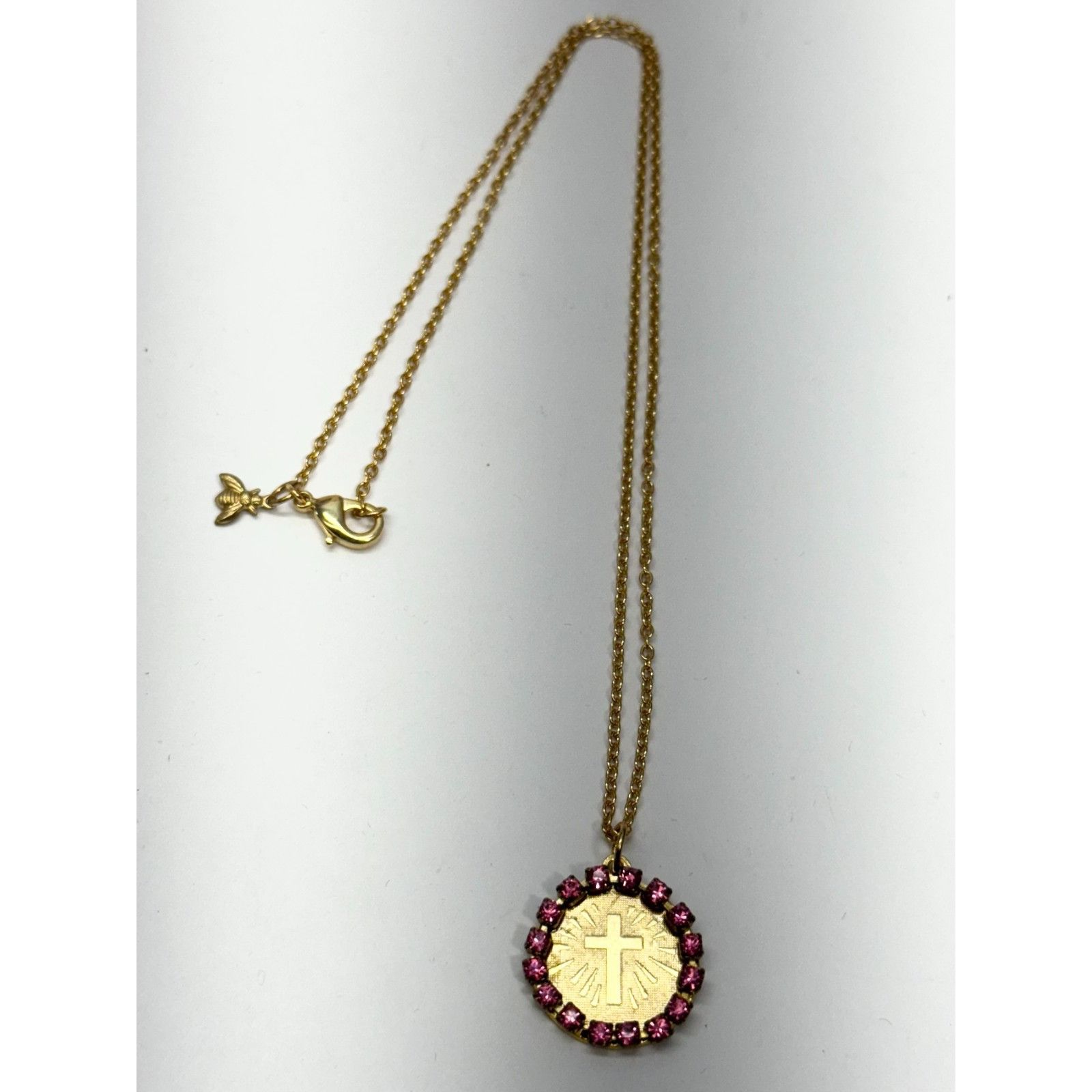 Vintage Vintage rhinestone pink cross charm necklace Size ONE SIZE - 3 Thumbnail