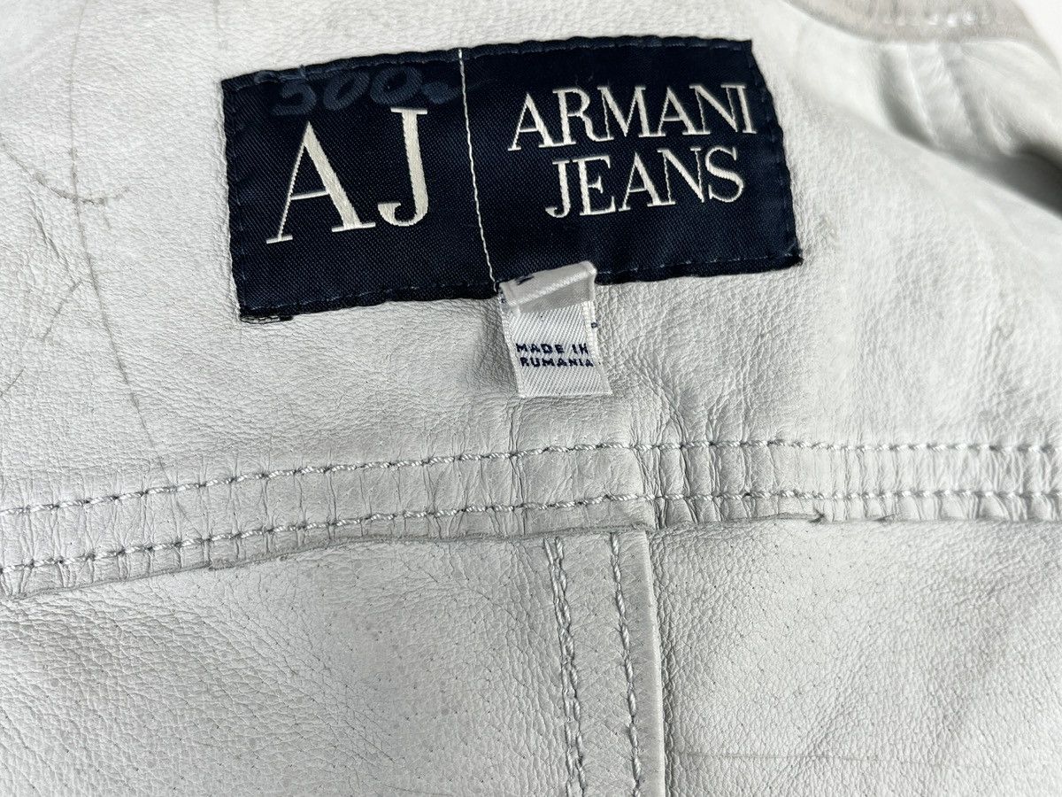 Armani × Vintage Armani Jeans Vintage Grey Leather Rare Streetwear Jacket Size S / US 4 / IT 40 - 10 Thumbnail