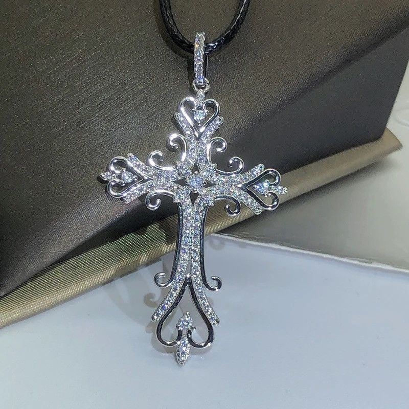 Jewelry 925 Silver Gothic Dark Style Cross Pendant Necklace Size ONE SIZE - 4 Thumbnail