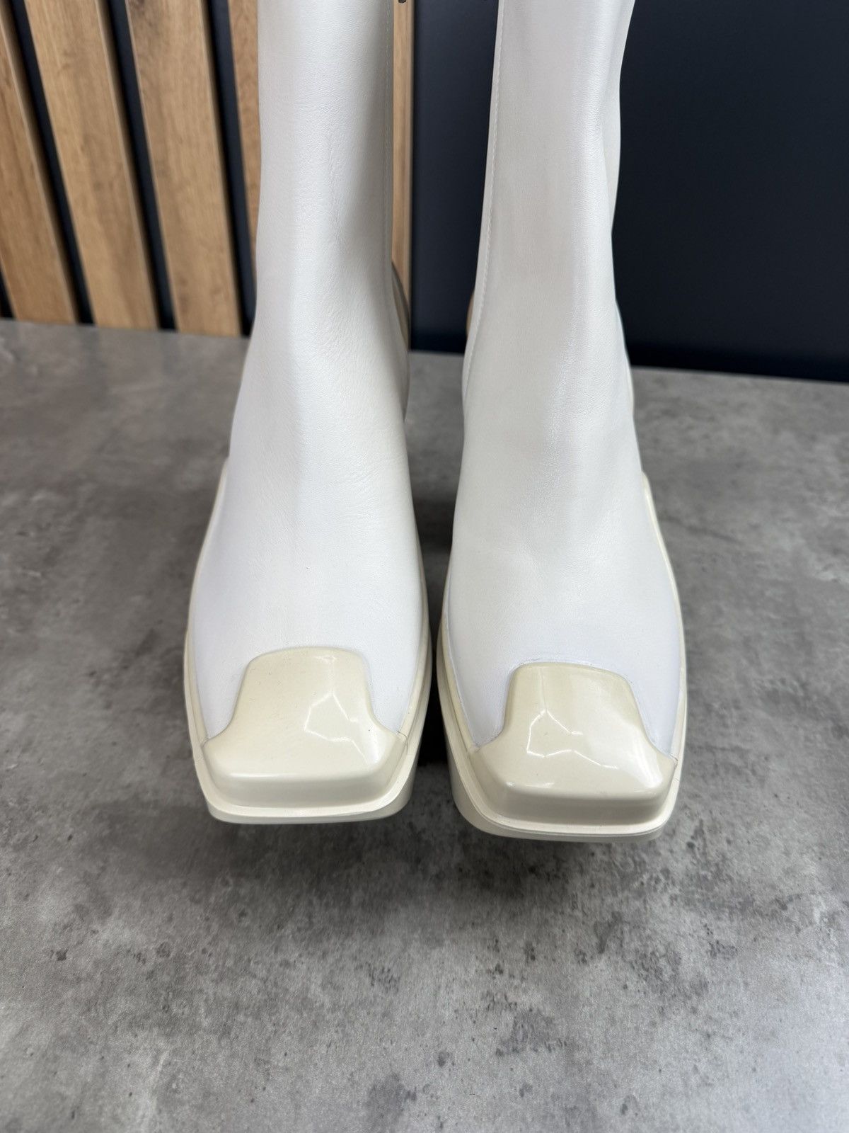 Peter Do at.kollektive x Peter Do Leather Platform Ankle Boots White Size US 10 / IT 40 - 3 Thumbnail