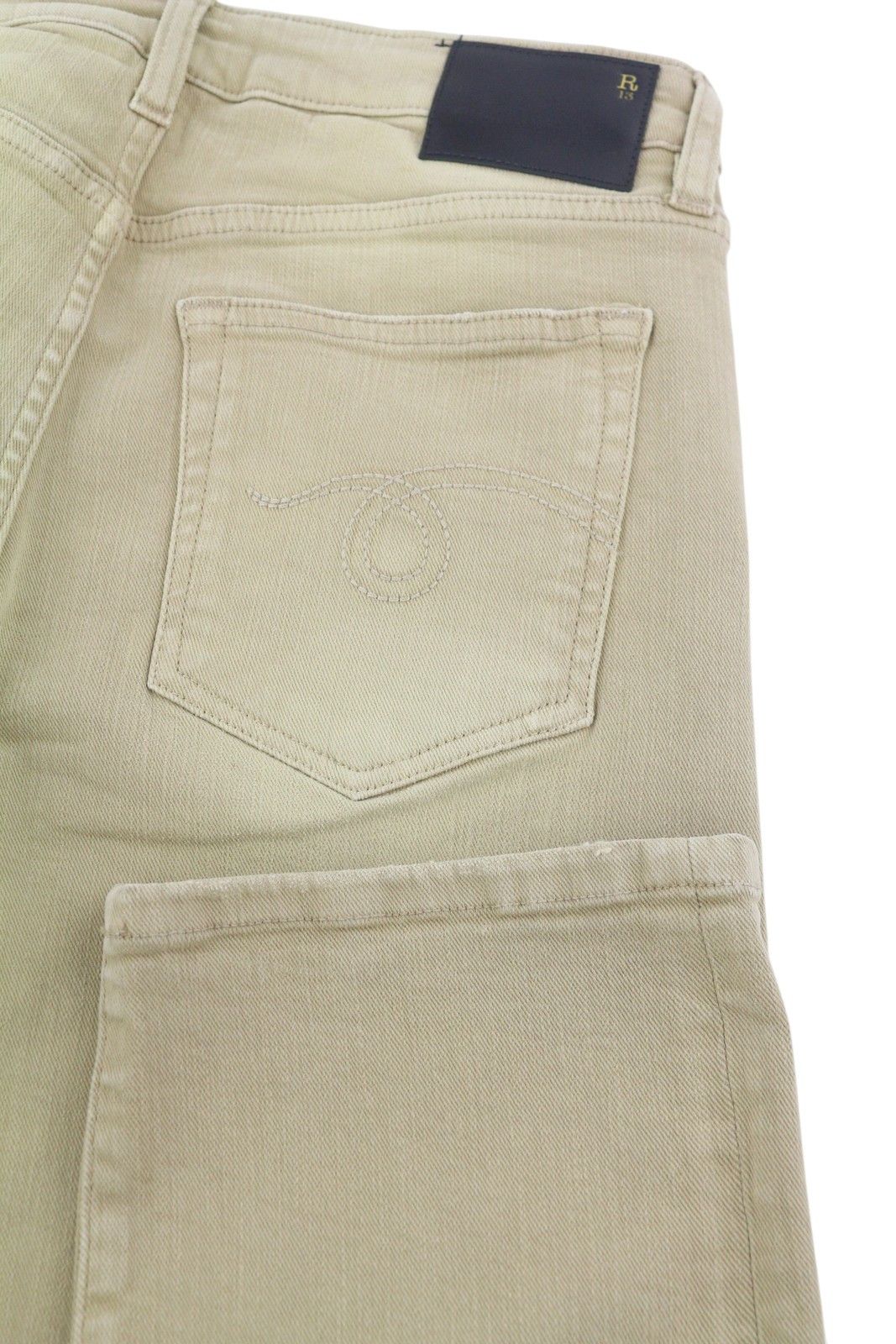 R13 BOY STRAIGHT 28 Khaki Stretch Washed Cropped Zip 86280 Size 28" / US 6 / IT 42 - 6 Thumbnail