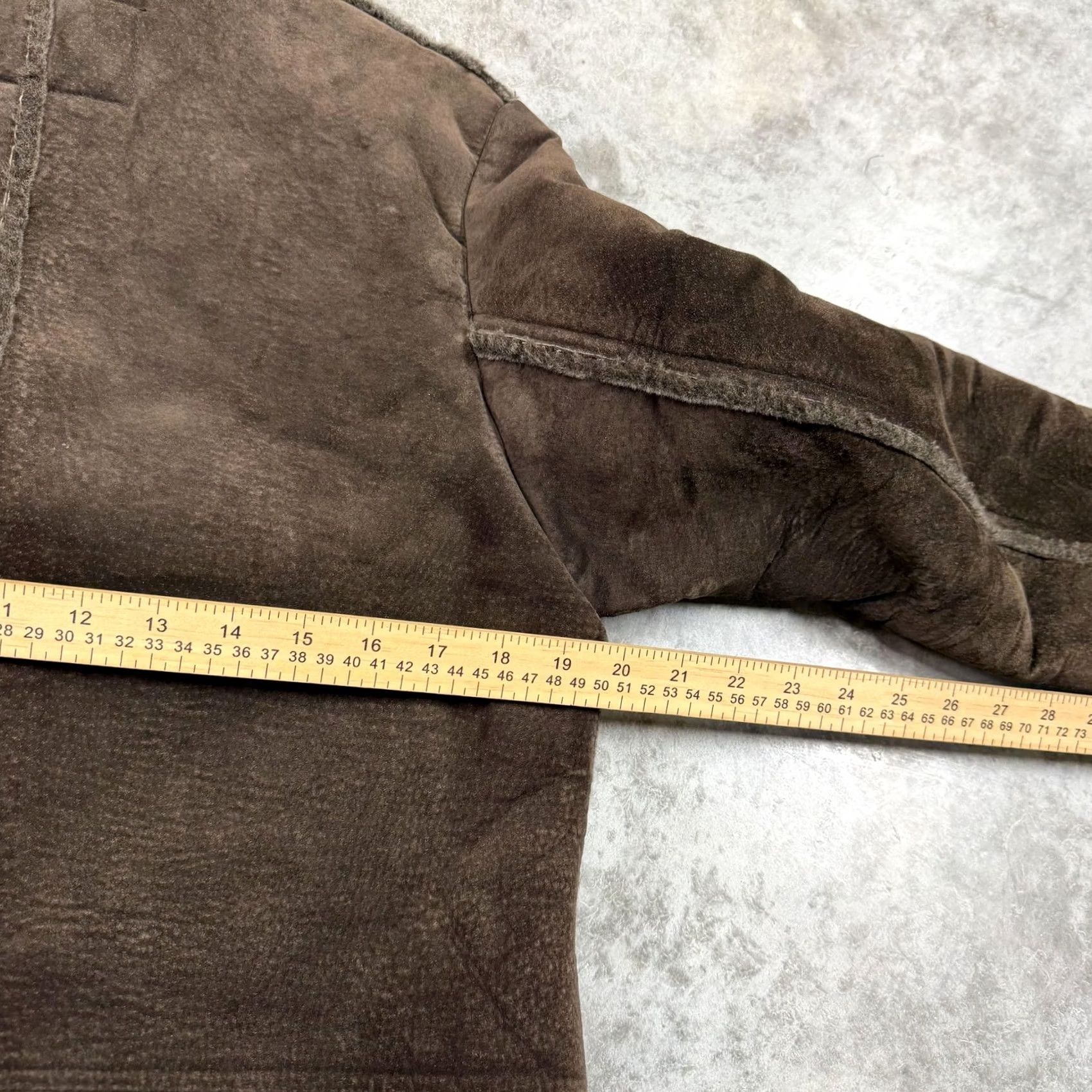 Vintage FreeTech Coat Mens Small Brown Leather Faux Shearling Lined Button Front Size S / US 4 / IT 40 - 5 Thumbnail
