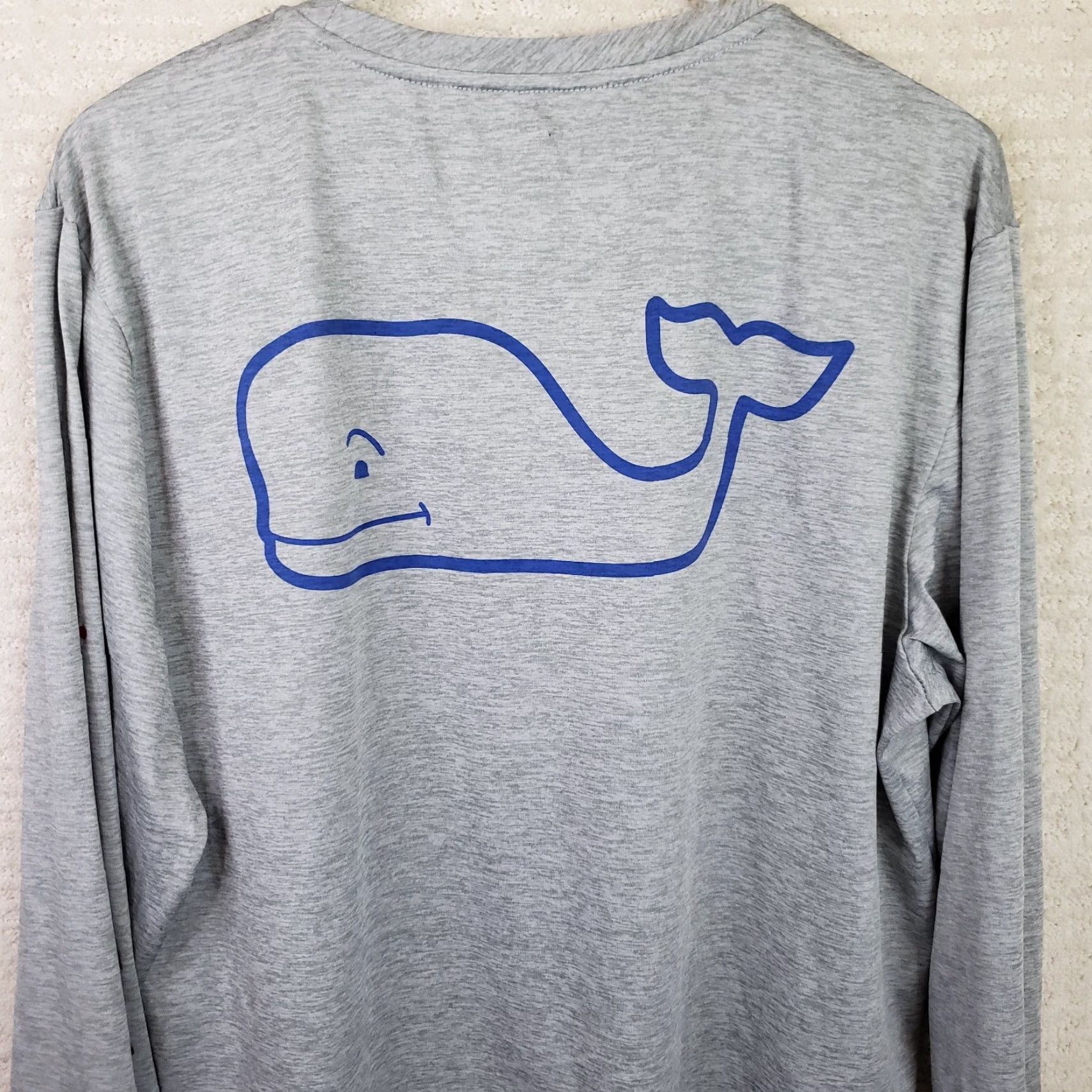 Vineyard Vines Vineyard Vines Men's M Gray Whale Logo Long Sleeve Tee Stretchy Polyester Spandex Shirt Size US M / EU 48-50 / 2 - 7 Thumbnail