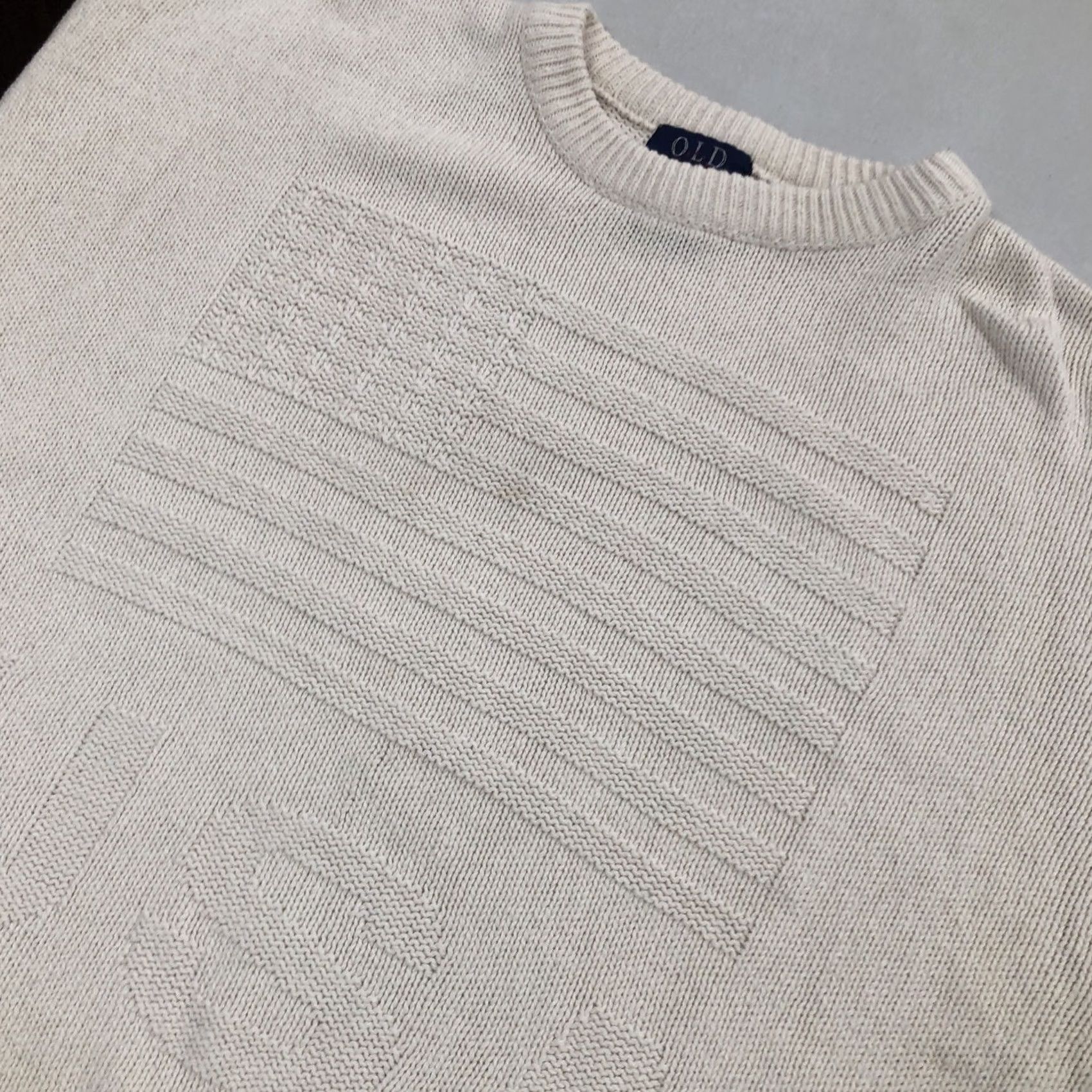 Nique VINTAGE Men’s VTG 90s Old Glory Embossed USA Flag Knit Sweater Size L Made In USA White Crew Neck Pullover Cotton Flag Mens Size US L / EU 52-54 / 3 - 3 Thumbnail