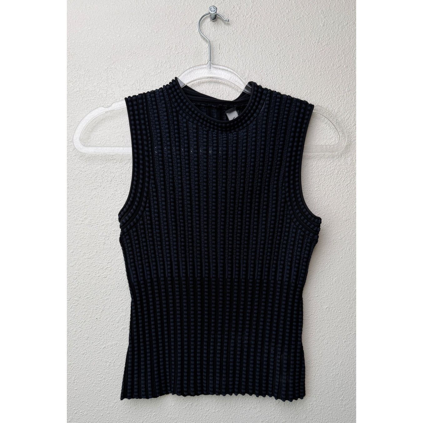 Theory Theory Black Blue Ribbed Sleeveless Mock Neck Knit Top US S Size S / US 4 / IT 40 - 4 Thumbnail