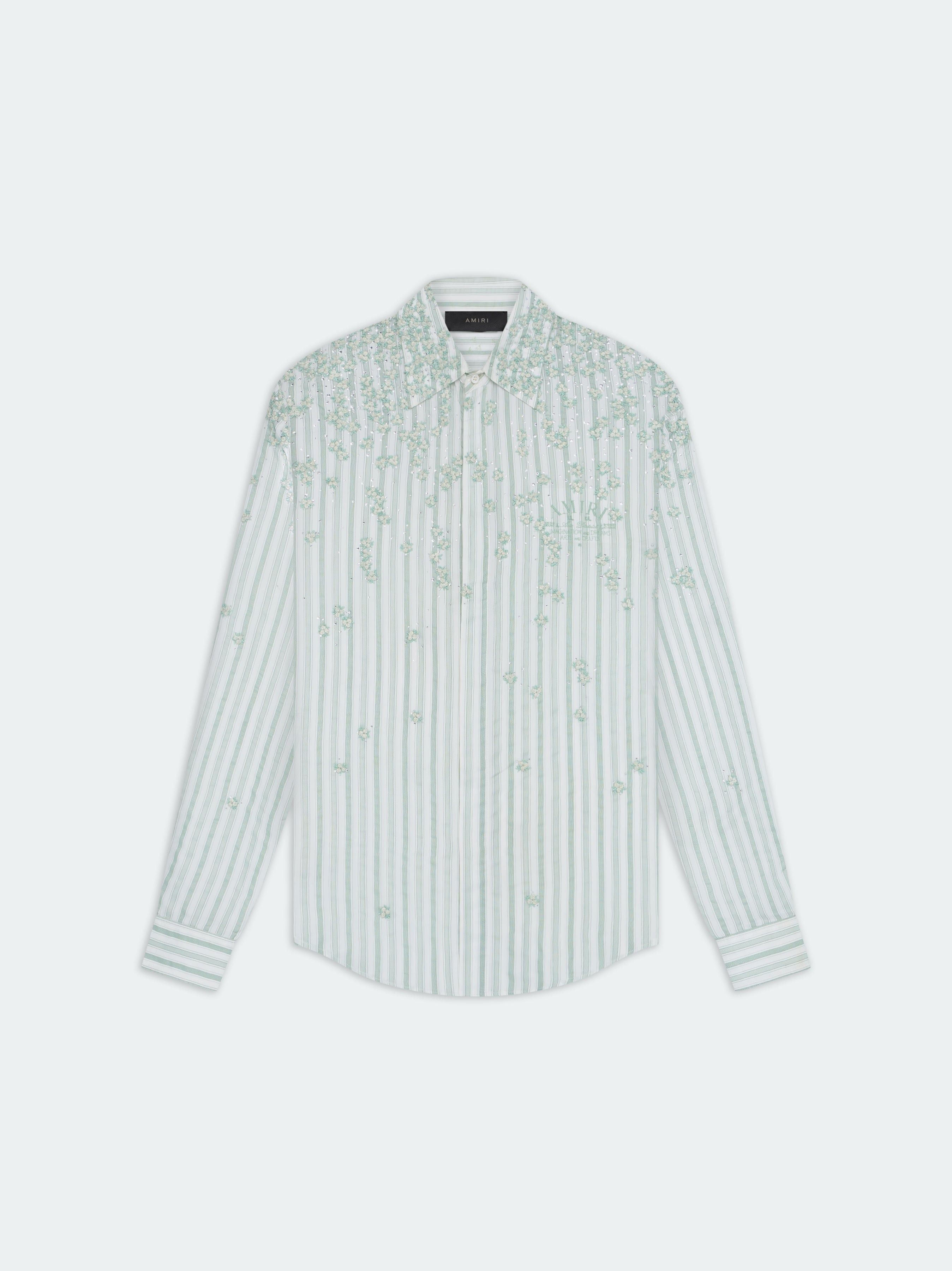 Amiri o1s1wg110425 Floral Stripe Shirt in White/Green Size US M / EU 48-50 / 2 - 1 Thumbnail