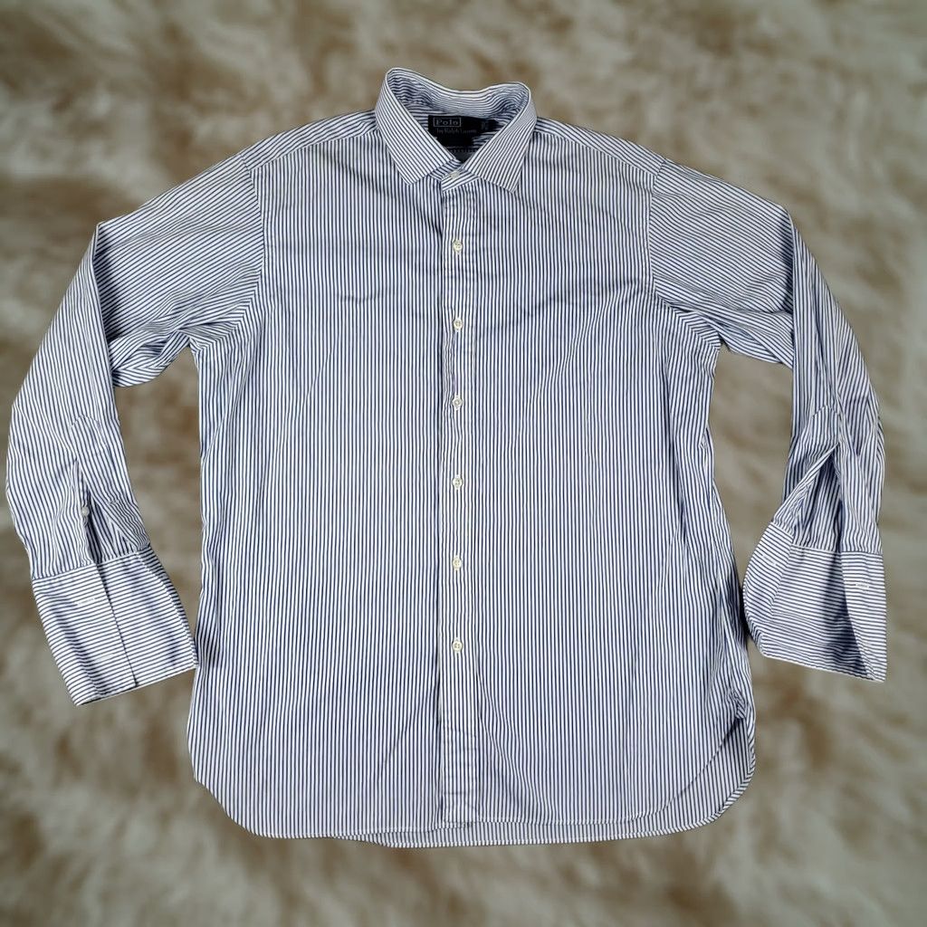 Ralph Lauren Ralph Lauren Shirt Mens 16.5 Blue Striped French Cuff Button Up Long Sleeve Shirt Size US XL / EU 56 / 4 - 1 Thumbnail