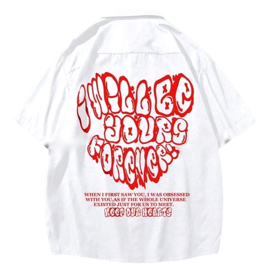 Shein Street Life Graphic Button Up Shirt in White, Size M Size US M / EU 48-50 / 2 - 1 Thumbnail