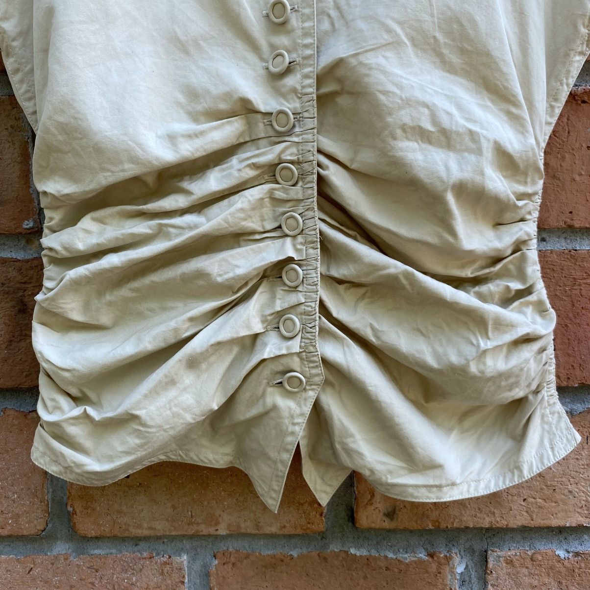 Japanese Brand KEI IWAMOTO Beige Ruched Button-Front Blouse Size S / US 4 / IT 40 - 8 Thumbnail