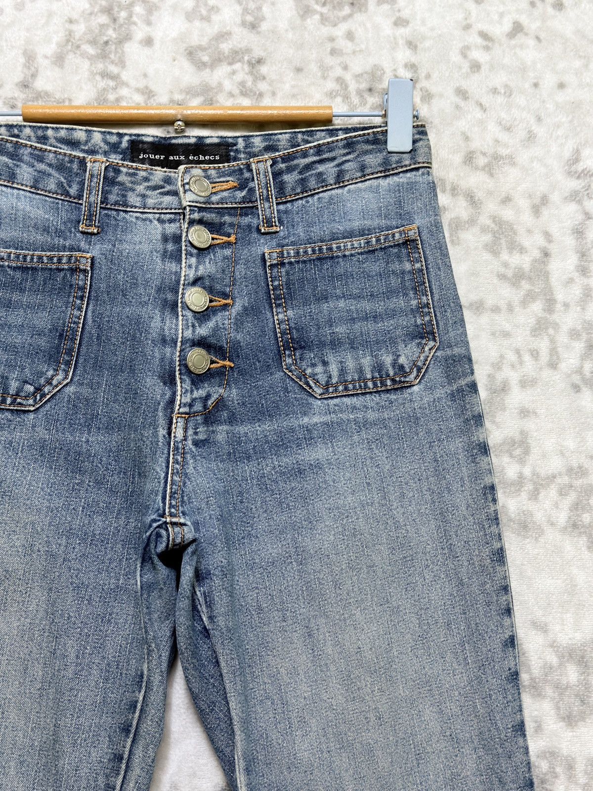 Japanese Brand Vintage Jouer Aux Échecs Y2K Distressed Bell Bottom Jeans Size US 26 / EU 42 - 6 Thumbnail