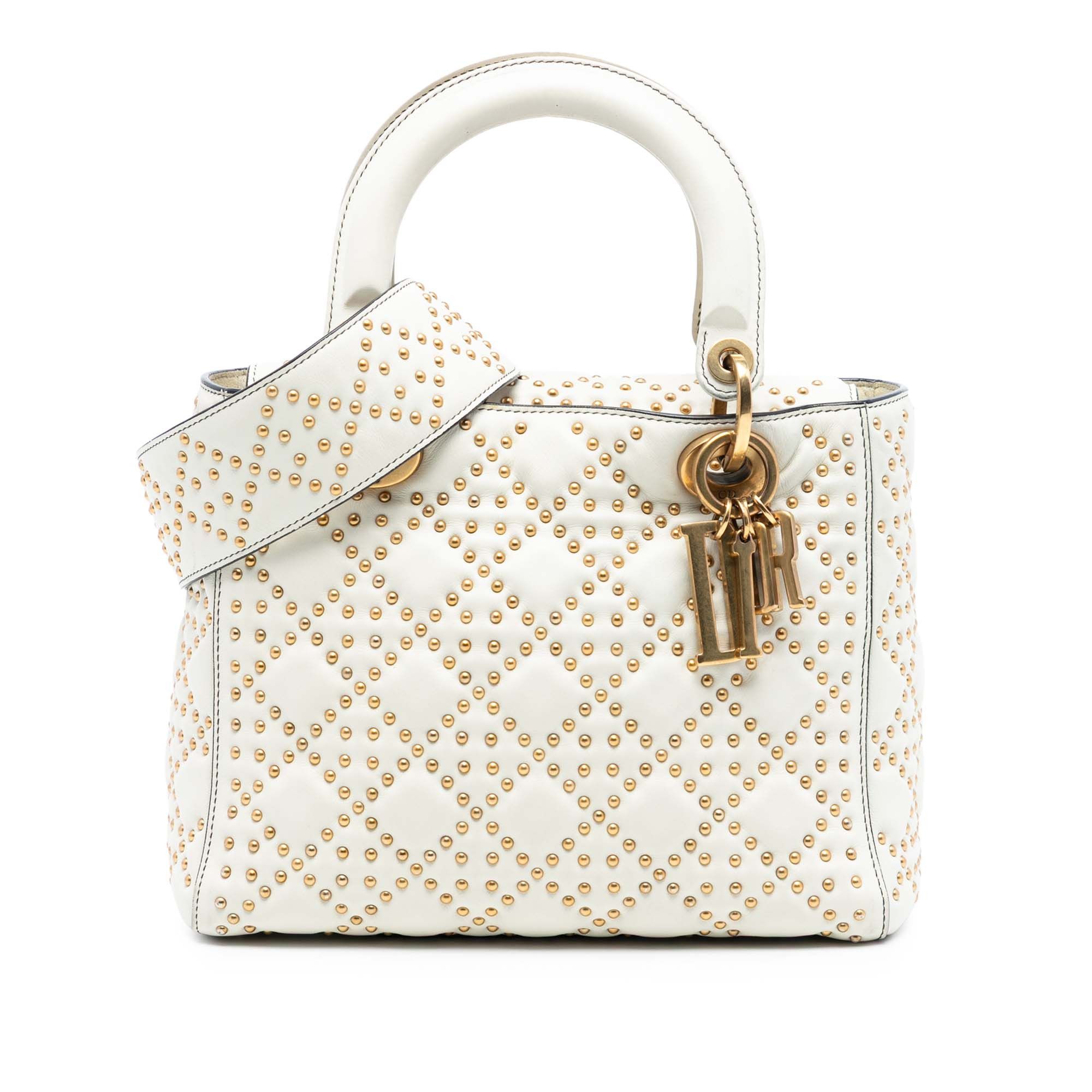 Medium Lambskin Cannage Studded Supple Lady Dior