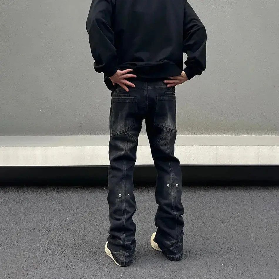 Japanese Brand Black Jeans Men Street Fit Casual Vaqueros Pantalones Hombre Size US 32 / EU 48 - 4 Thumbnail