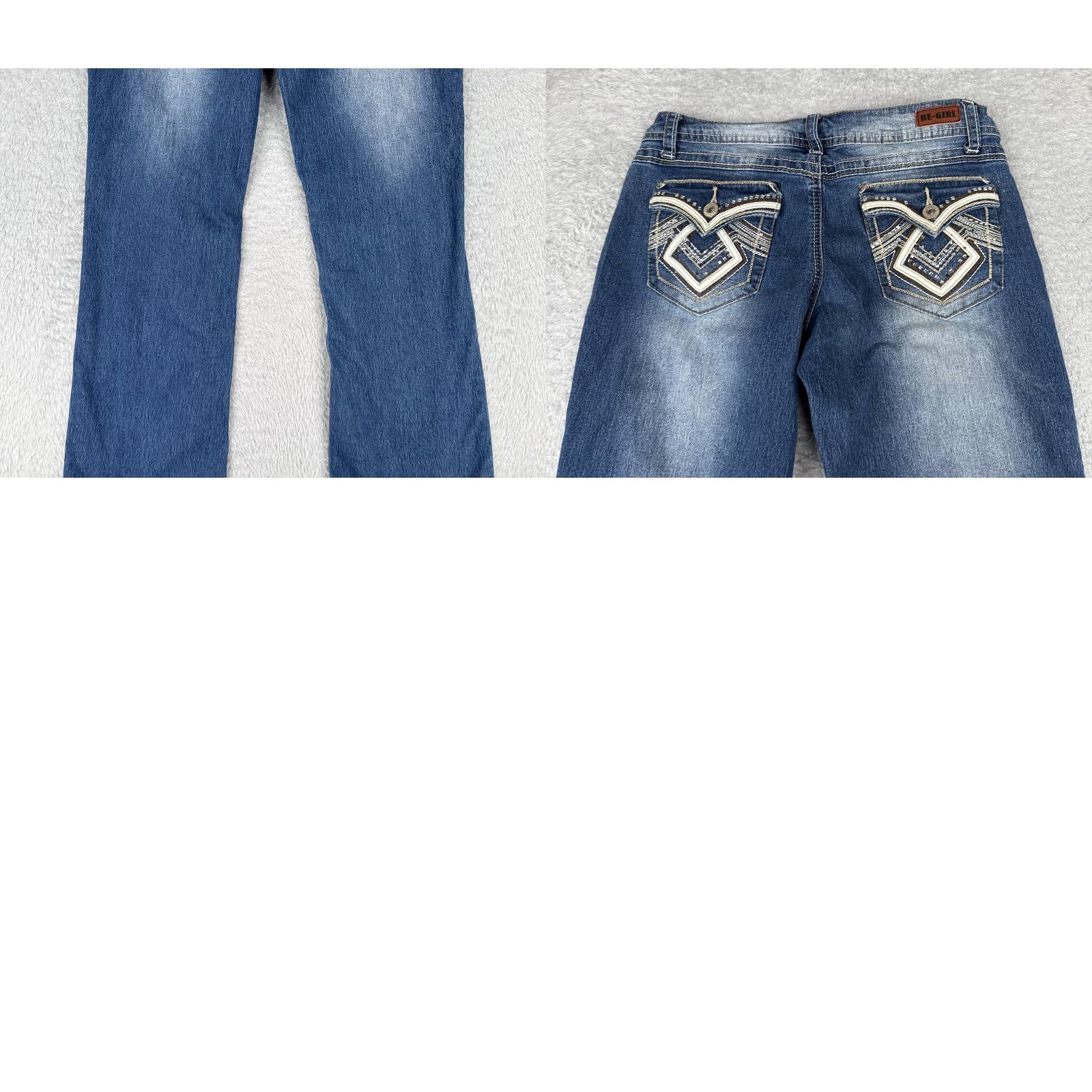 Denime Be-girl BASIC Jeans Womens 29 Bootcut Denim Stretch Embroidered Pockets 5-Pocket Blue Size 29" - 10 Thumbnail