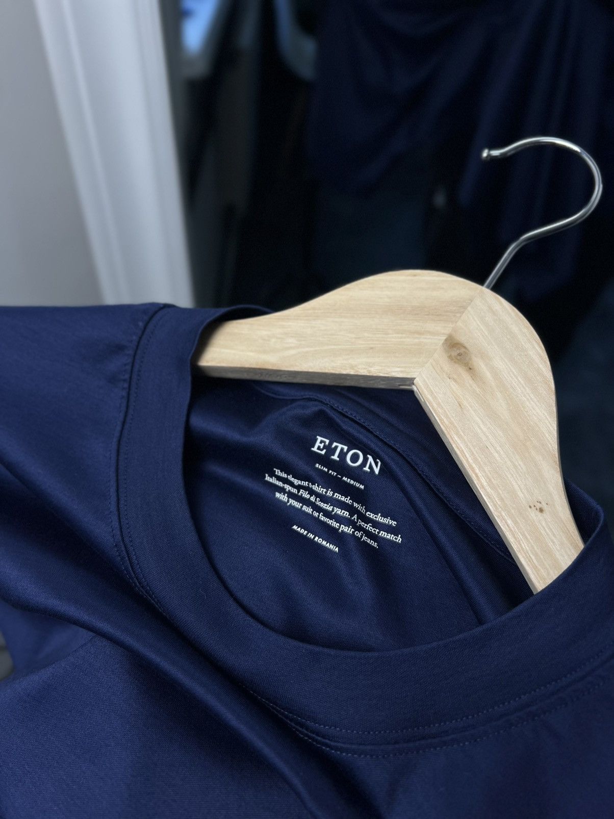 Designer × Eton Eton Slim Fit Navy T-Shirt M Filo di Scozia Cotton Size US M / EU 48-50 / 2 - 2 Thumbnail
