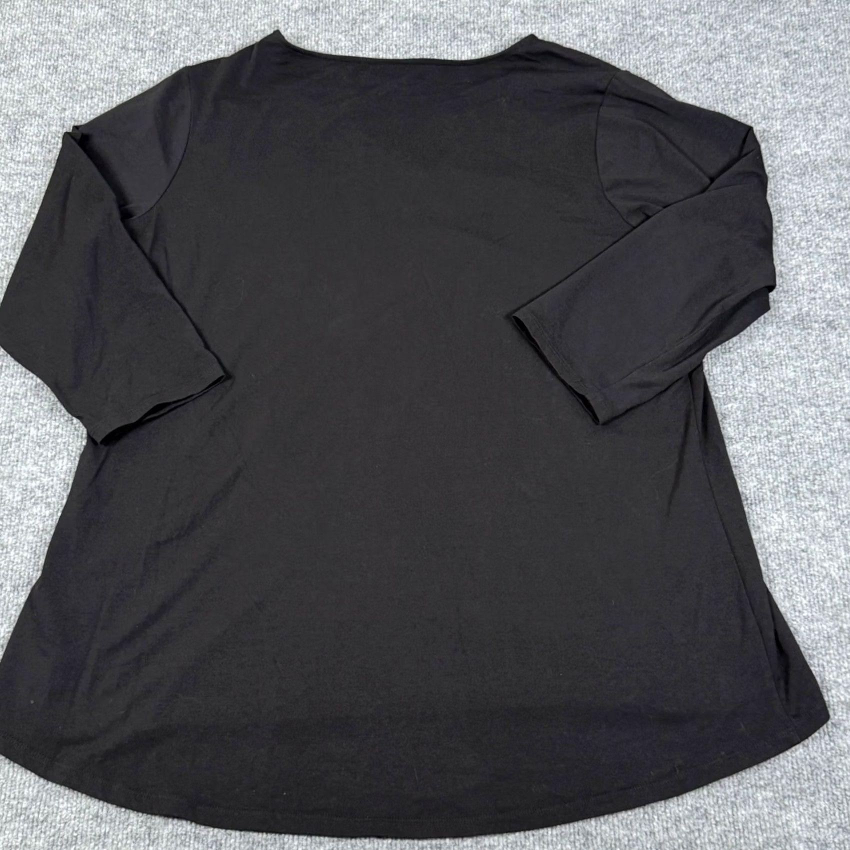 Vintage Susan Graver Weekend Tunic Top Black 3/4 Sleeve Rhinestone V-Neck Animal Print Relaxed XXL? Size L / US 10 / IT 46 - 4 Thumbnail
