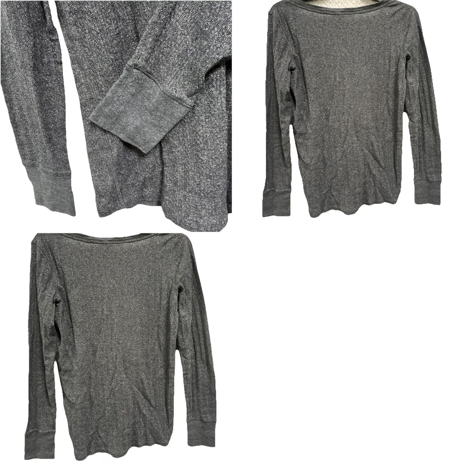 Victoria's Secret Victoria’s Secret Henley Top M Women Long Sleeve Gray Shimmer Metallic Y2K Lounge Blouse Size M / US 6-8 / IT 42-44 - 9 Thumbnail