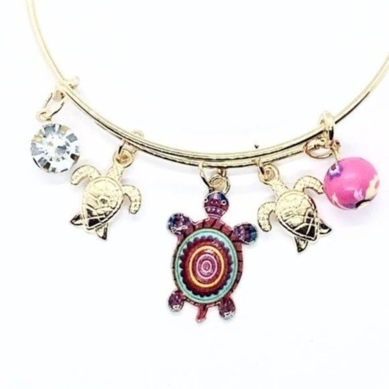 Other Beaded Sea Turtle Charm Colorful Bangle Bracelet Size ONE SIZE - 3 Thumbnail