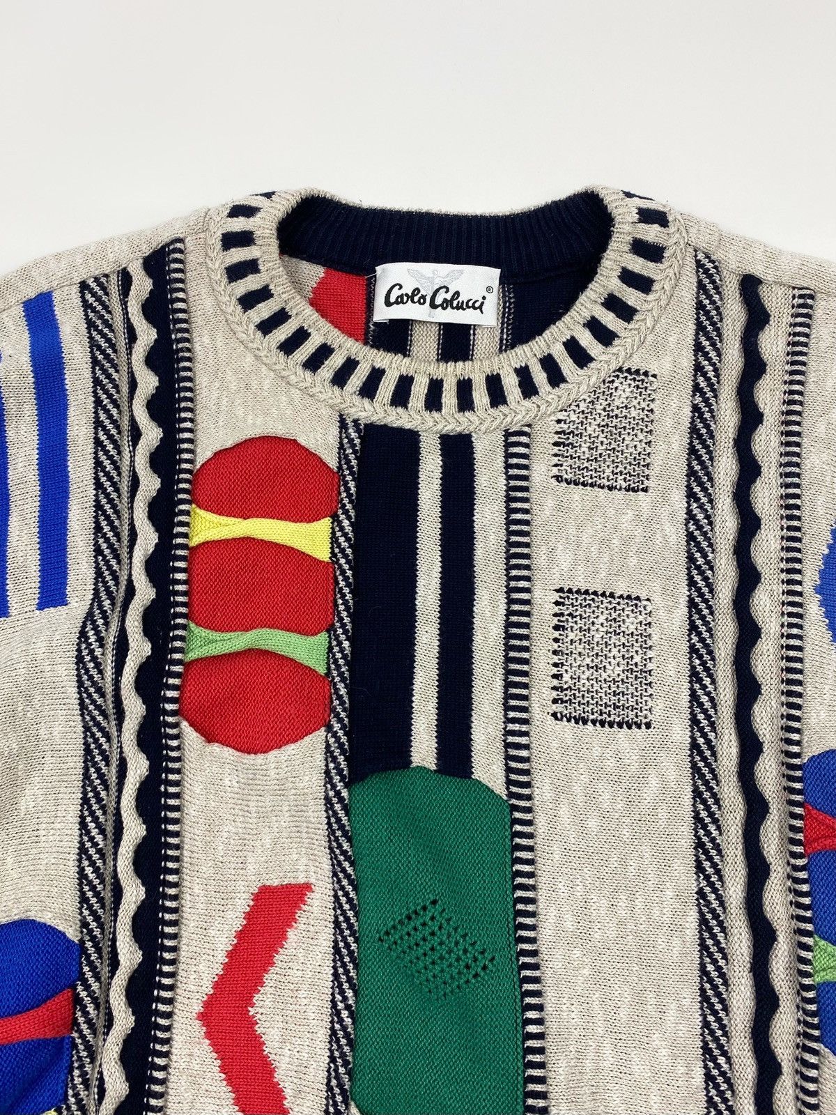 Carlo Colucci 1990’s Vintage Carlo Colucci Coloured 3D Cable Knit Sweater Size US XL / EU 56 / 4 - 2 Thumbnail