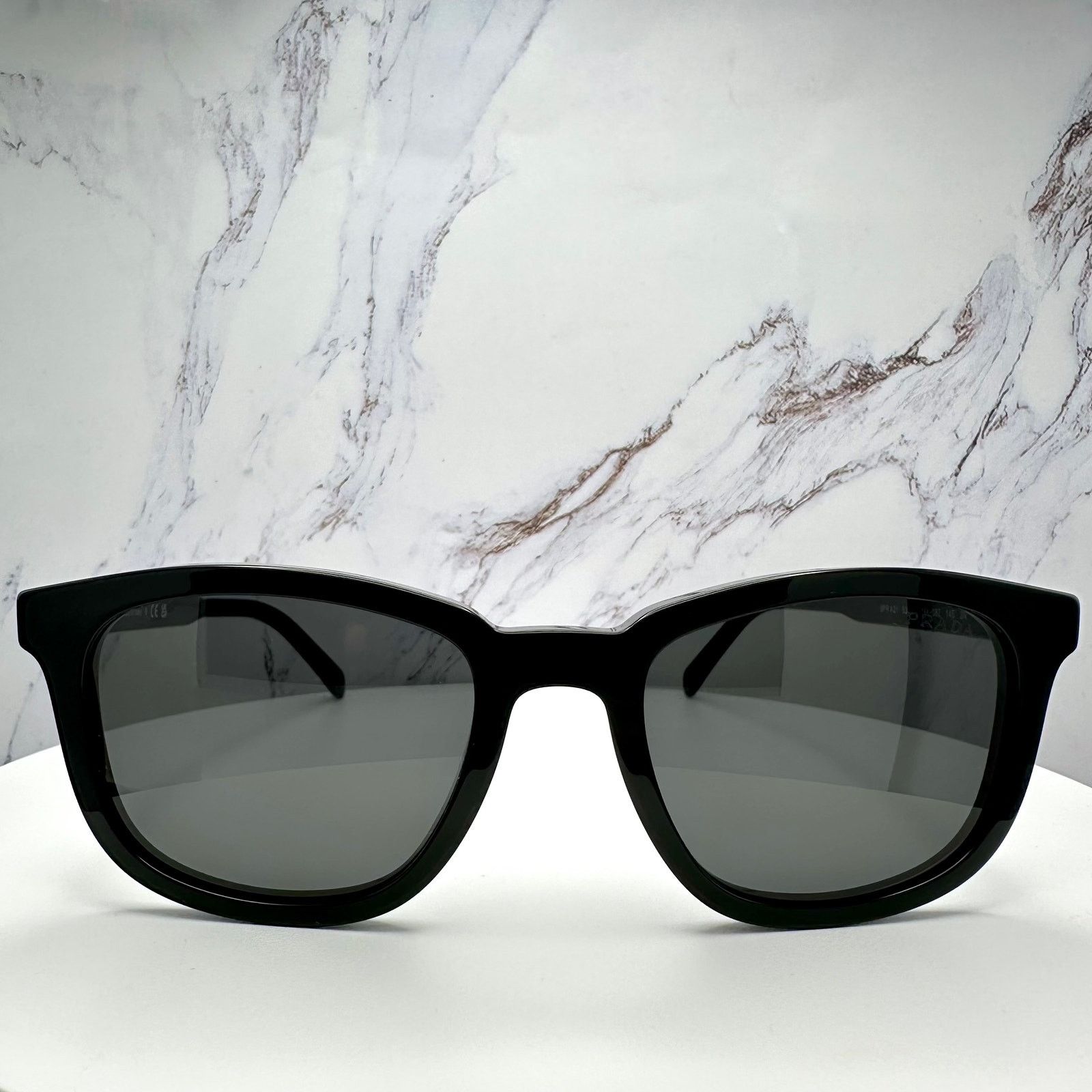 Prada New PRADA Sunglasses Black Acetate Square Silver Metal Logo Size ONE SIZE - 3 Thumbnail