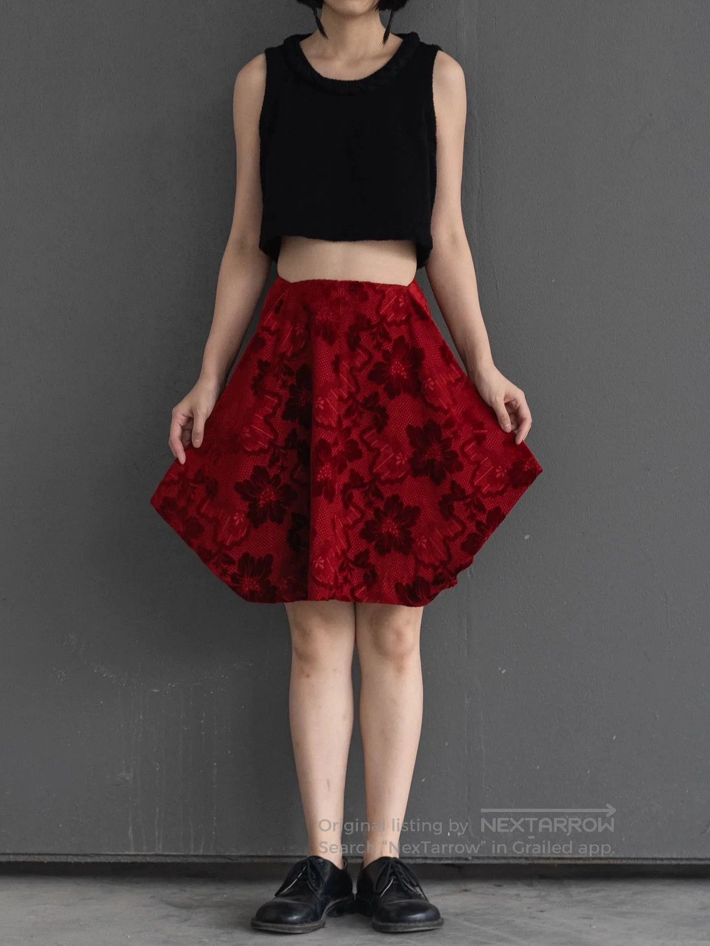 Comme des Garcons COMME des GARCONS Red Floral Skirt 1996. Size 26" / US 2 / IT 38 - 3 Thumbnail