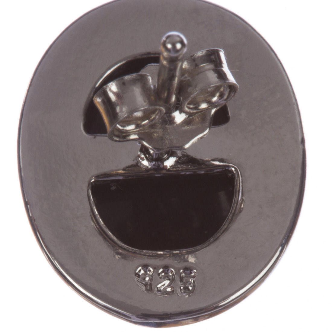 Sterling Silver Sterling Silver Black Onyx Cabochon Earrings Size ONE SIZE - 4 Thumbnail