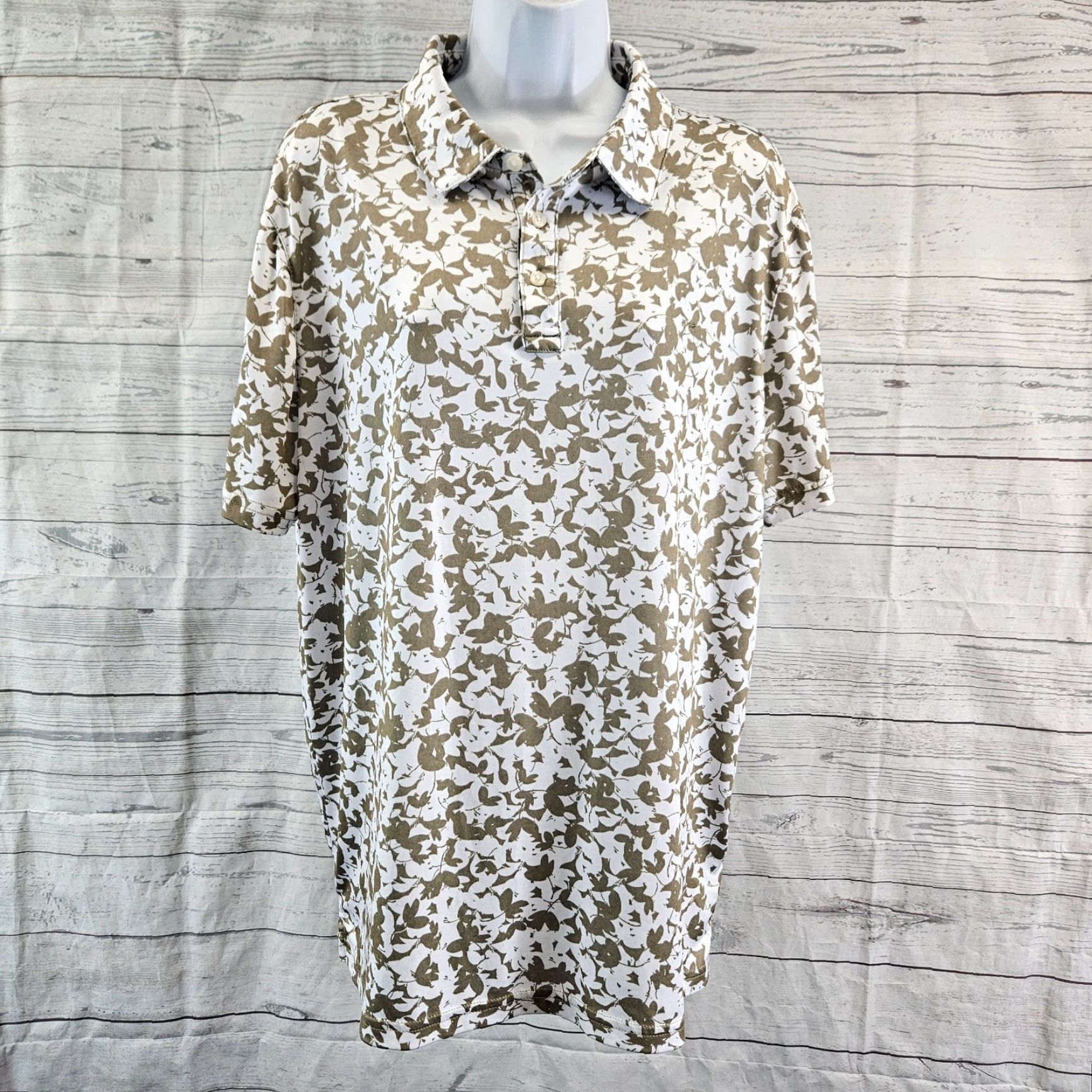 Michael Kors Michael Kors Polo Mens L Short Sleeve Taupe White Multicolor Polyester Shirt Size US L / EU 52-54 / 3 - 2 Thumbnail
