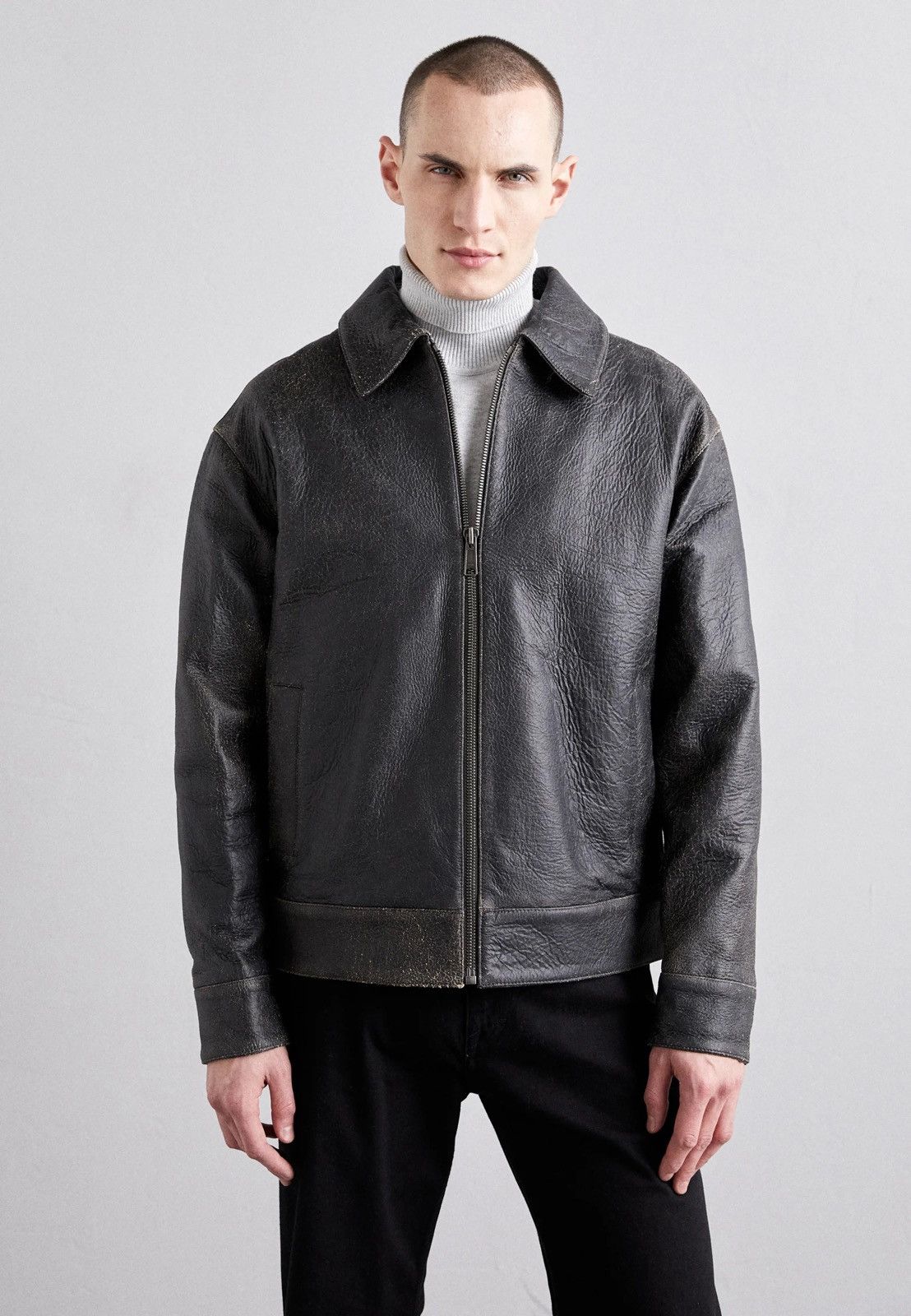 Wood Wood !DS! SS23 Wood Wood Jacob Gray Leather Jacket Size US XXL / EU 58 / 5 - 3 Thumbnail
