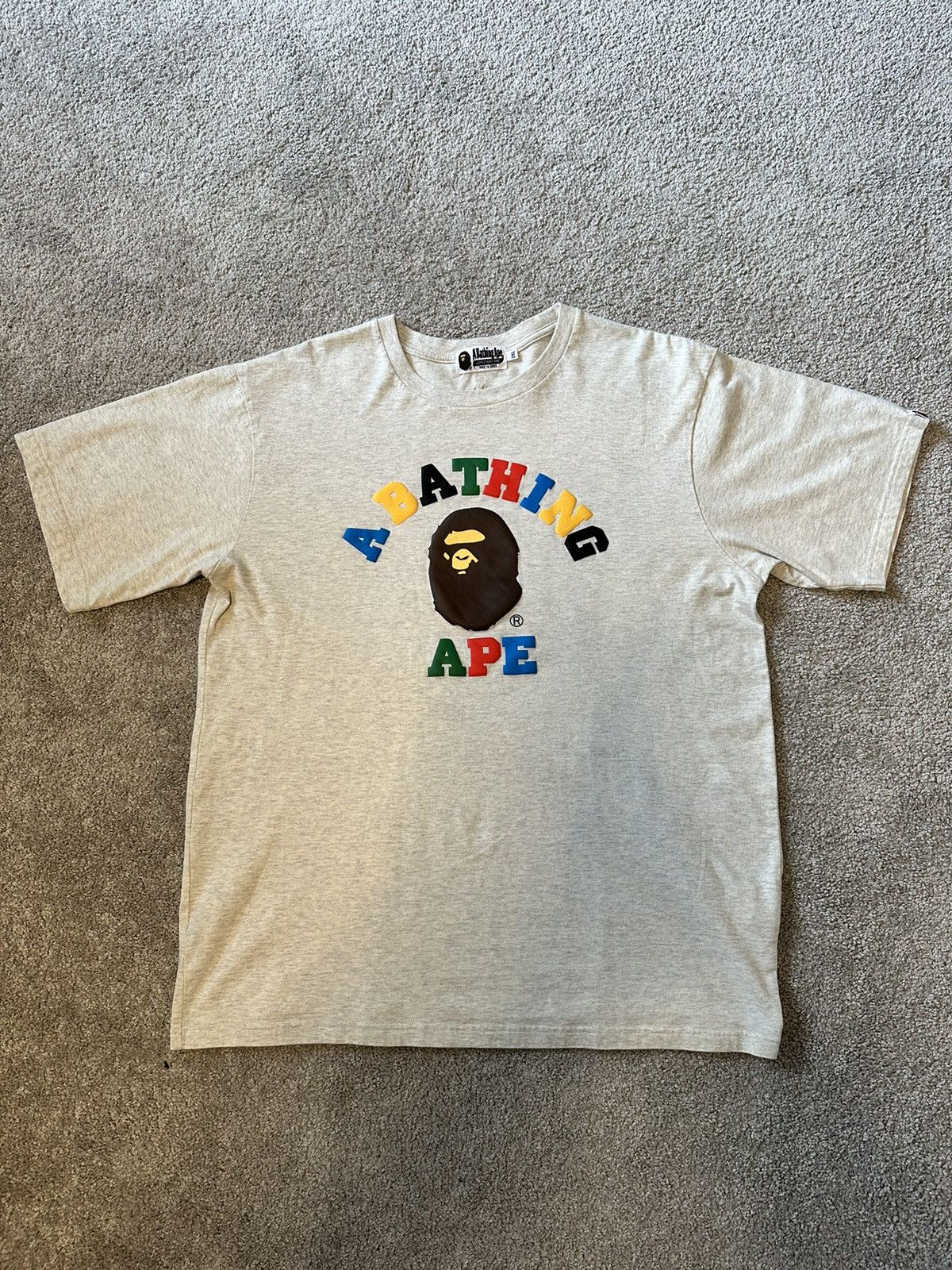 Image of Bape Multicolor College Tee in Grey, Men's (Size 2XL)