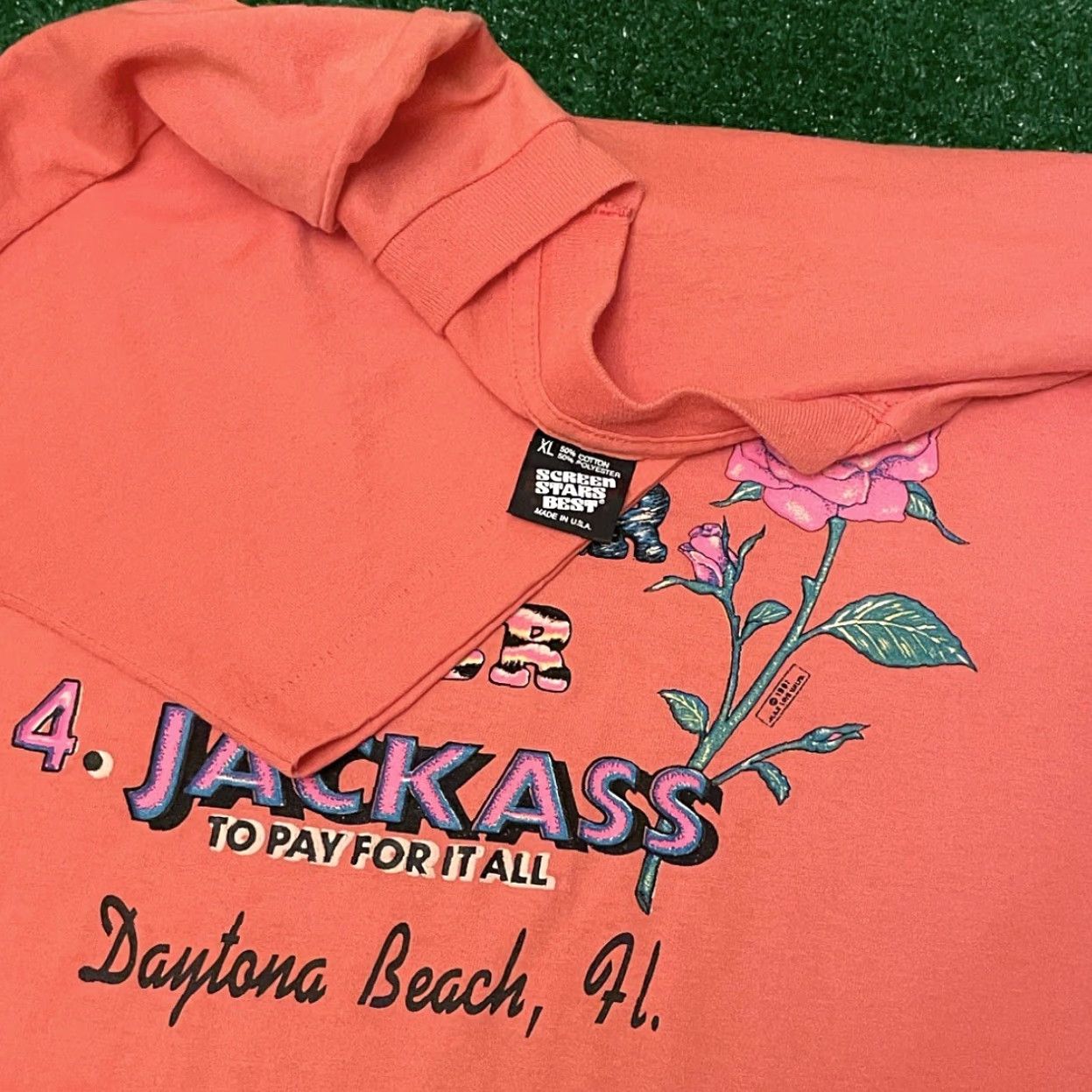 Vintage VINTAGE 90s Daytona Humor Need 4 Animals In Life Shirt Mens XL Orange T-Shirt VTG Size XL / US 12-14 / IT 48-50 - 2 Thumbnail
