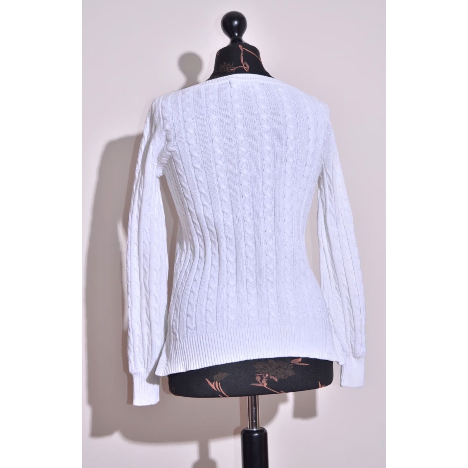 Ralph Lauren Lauren Ralph Lauren Jumper Shirt Women XS Cable Knit Cotton White Pullover Knit Logo - Size XS / US 0-2 / IT 36-38 - 6 Thumbnail