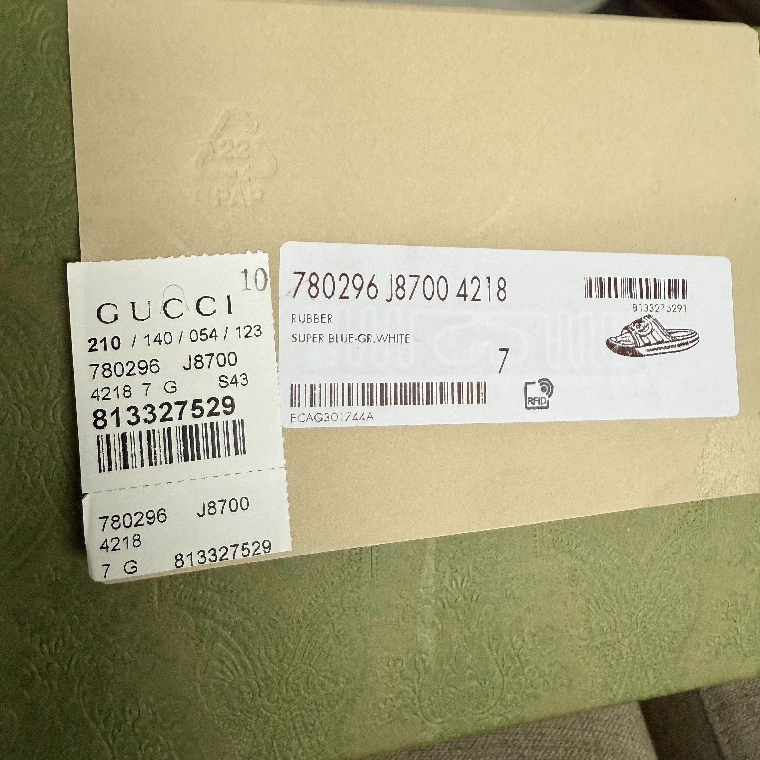 Gucci GUCCI 780296 Blue Rubber Men's GG Sandals, sz Gucci 7 Size US 7.5 / EU 40-41 - 10 Thumbnail