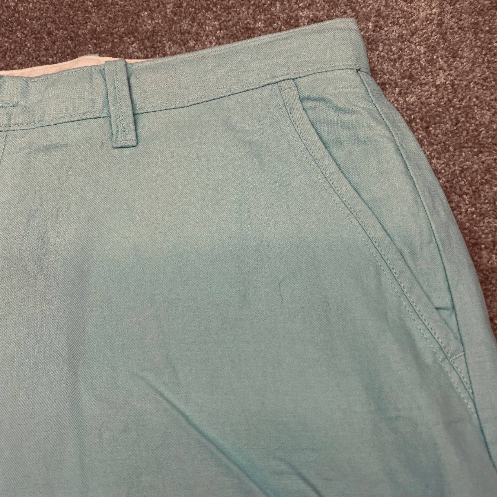 Nautica Nautica Chino Shorts Men's 36x10 Blue Linen Blend Drawstring WNT NWT 6674 Size US 36 / EU 52 - 3 Thumbnail