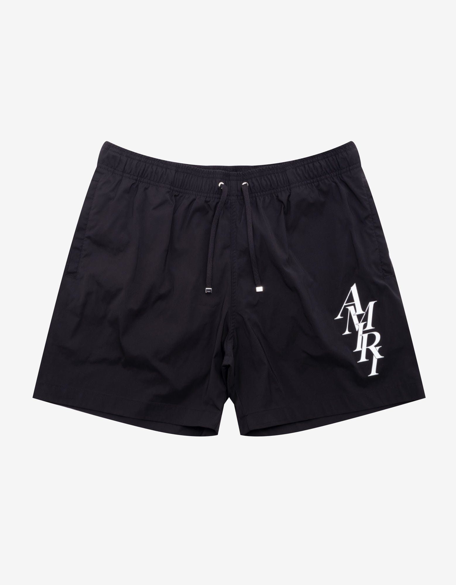 image of Amiri Black Stack Logo Swim Shorts, Men's (Size 30)