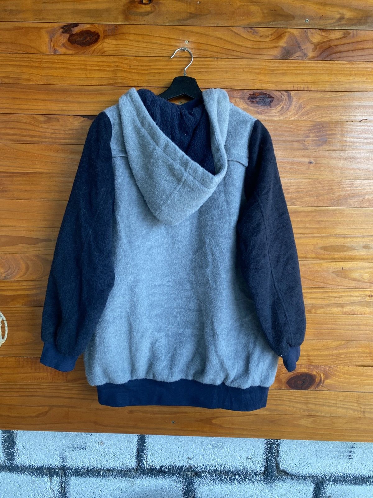 Japanese Brand n’Or Japan Oversized Fleece Hoodie Jacket Two-Tone Gray Navy Size US L / EU 52-54 / 3 - 7 Thumbnail