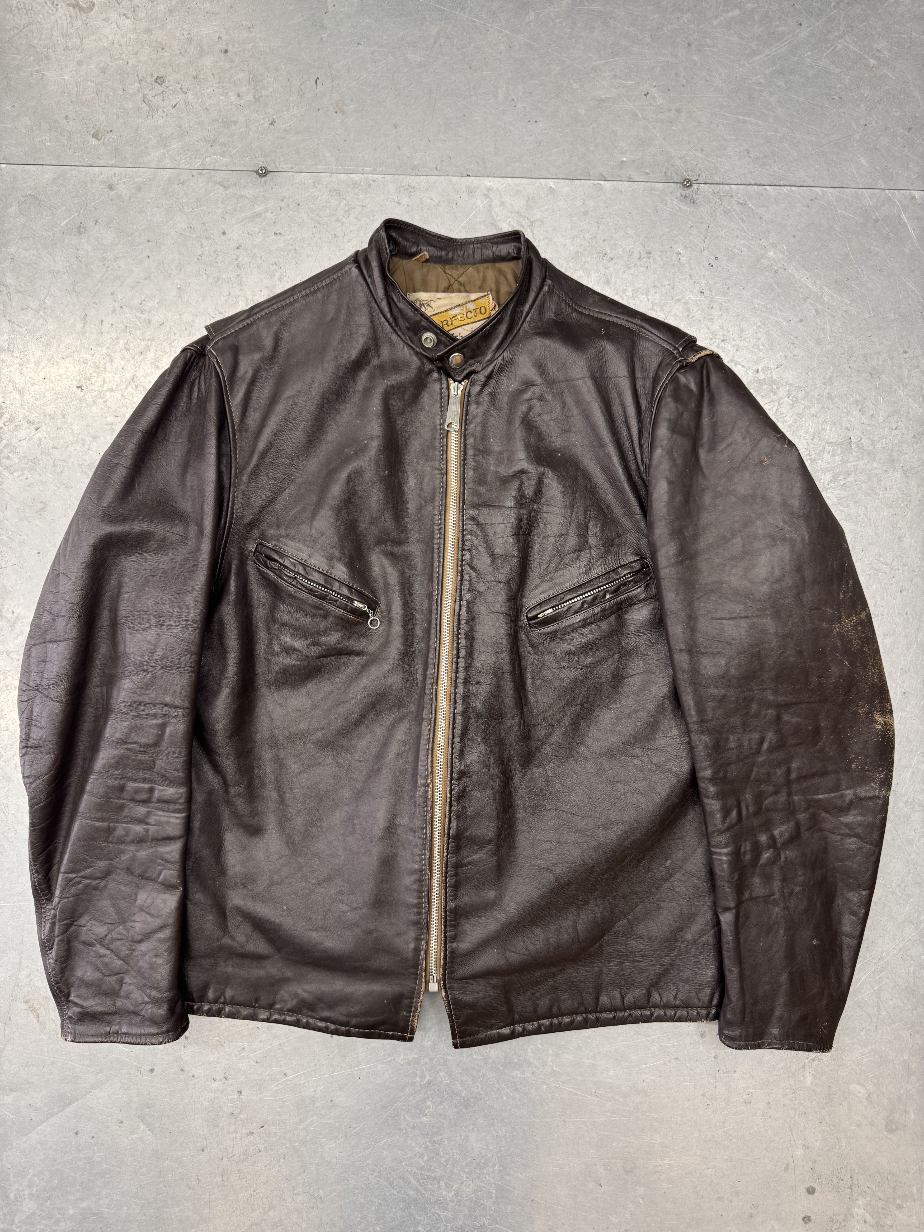Schott Vintage Leather Moto Jacket Size US S / EU 44-46 / 1 - 1 Thumbnail