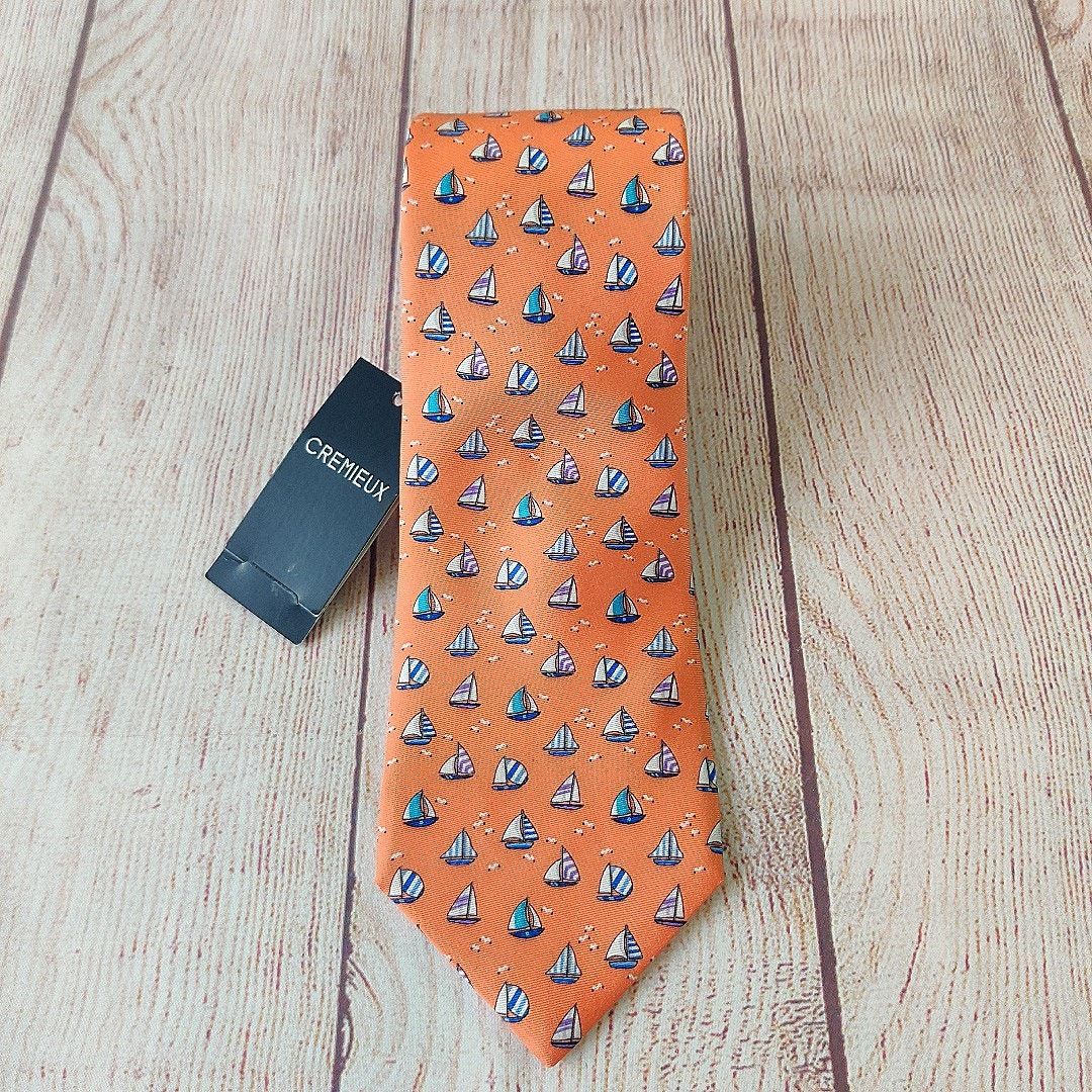 Daniel Cremieux Daniel Cremieux 100% silk orange sailboat tie NWT Size ONE SIZE - 2 Thumbnail