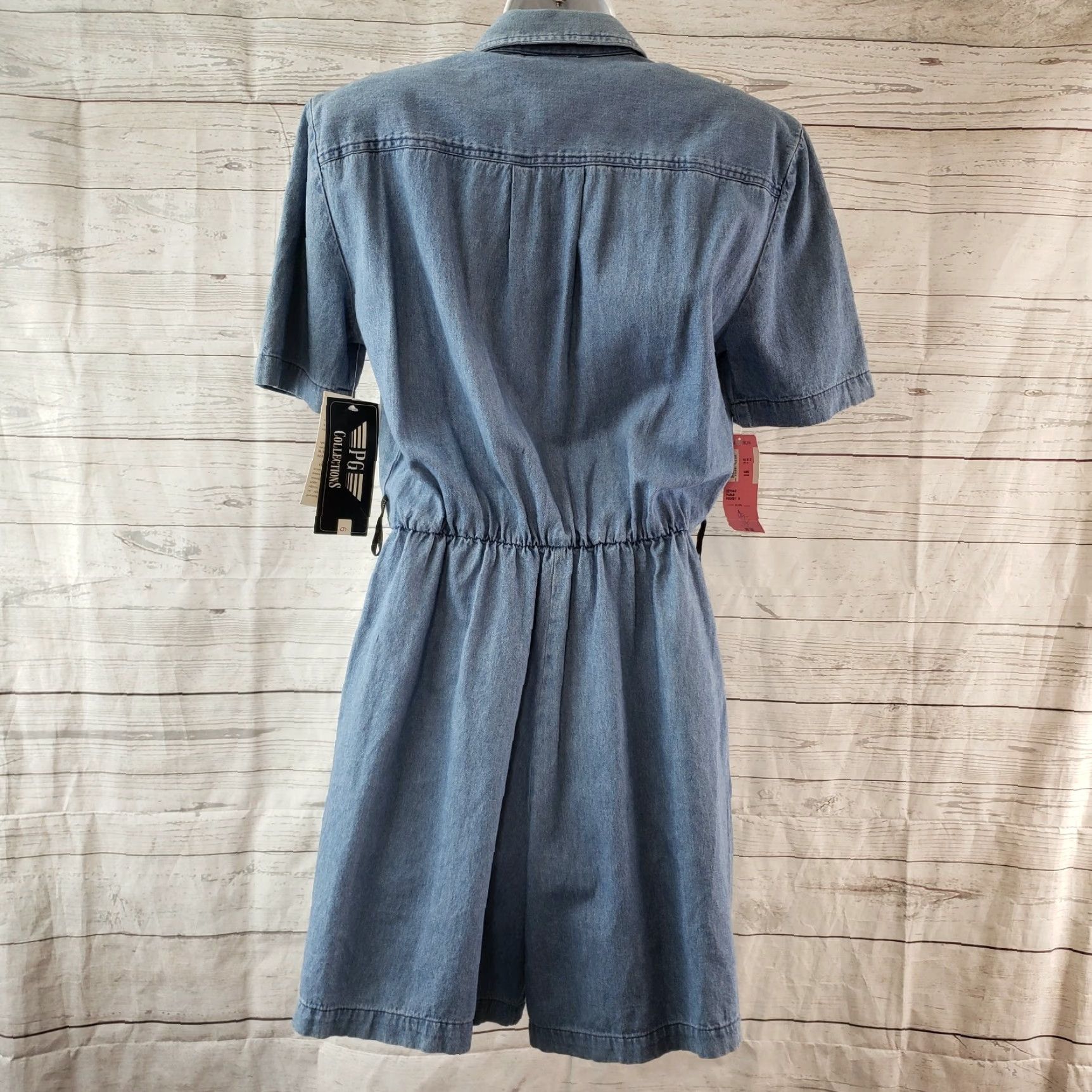 Vintage PG Collections by Ginger Bort Womens Romper Sz 6 Blue Short Sleeve Jumpsuit 100% cotton Casual Birthday Womens Size 28" / US 6 / IT 42 - 4 Thumbnail