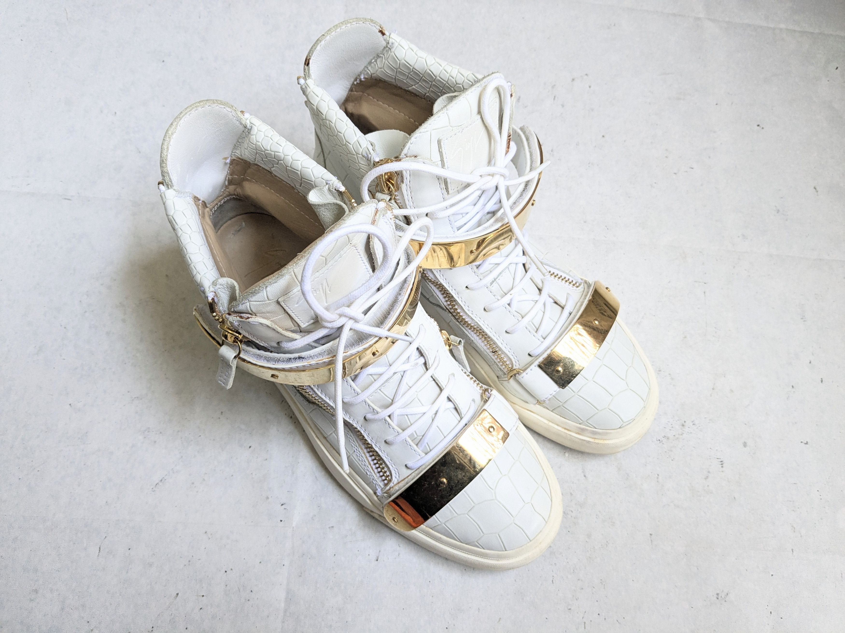 Giuseppe Zanotti Giuseppe Zanotti Sneakers White Gold 10 43 High Tops Size US 10 / EU 43 - 4 Thumbnail
